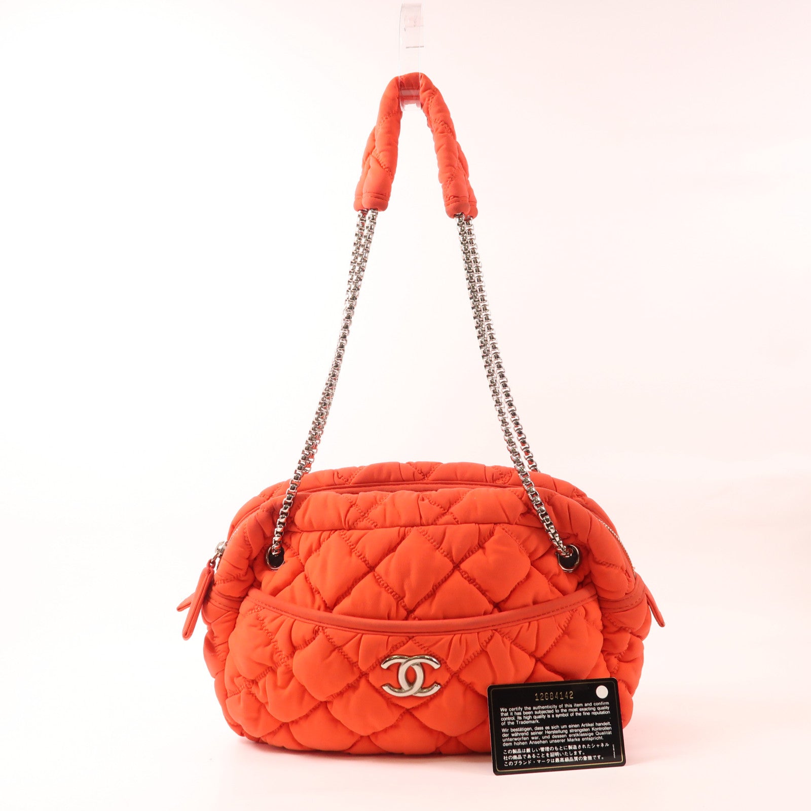 CHANEL 【激減優惠】帆布Chain Shoulder銀扣鏈帶肩背袋