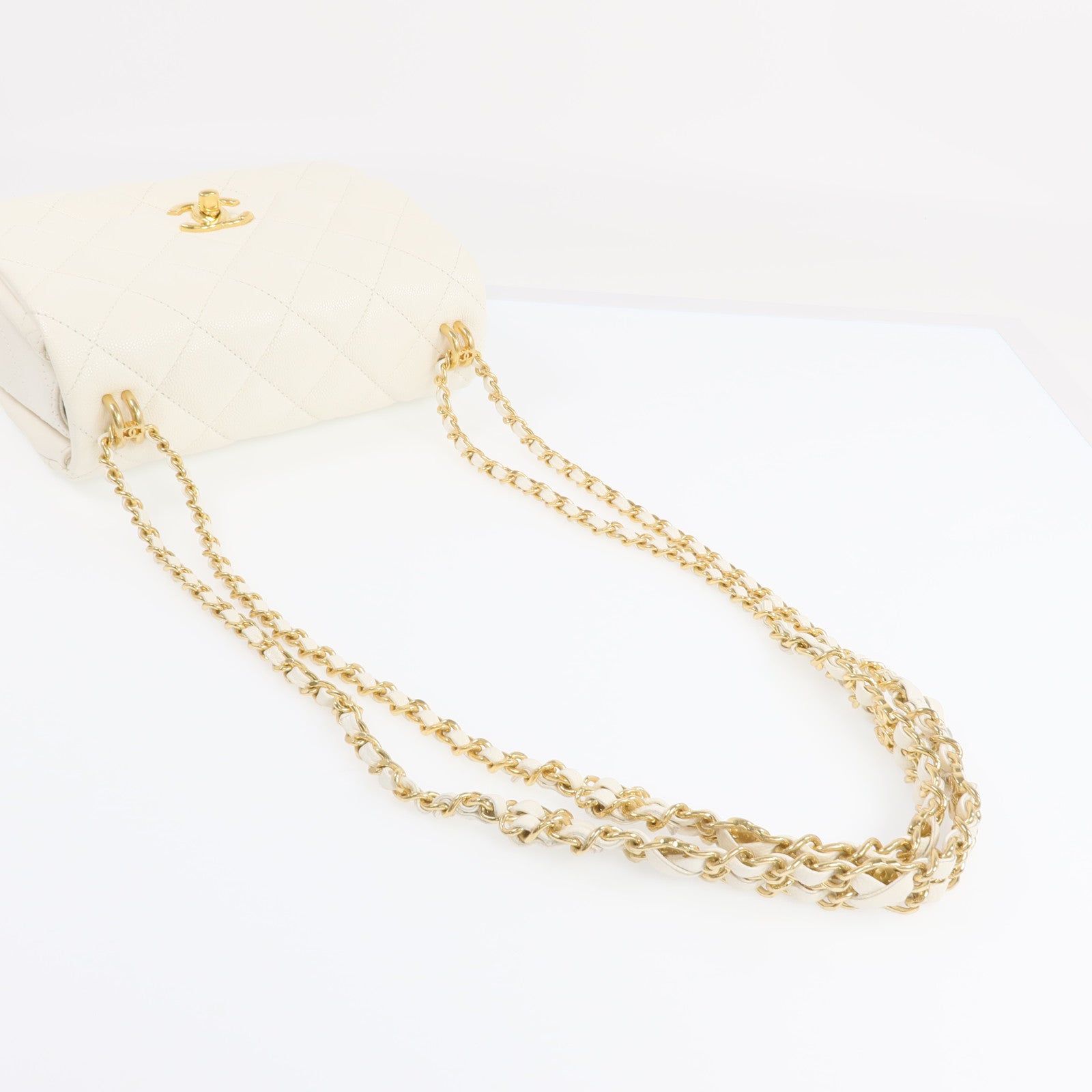 CHANEL 牛皮皮革Chain Shoulder Bag金扣鏈帶肩背袋