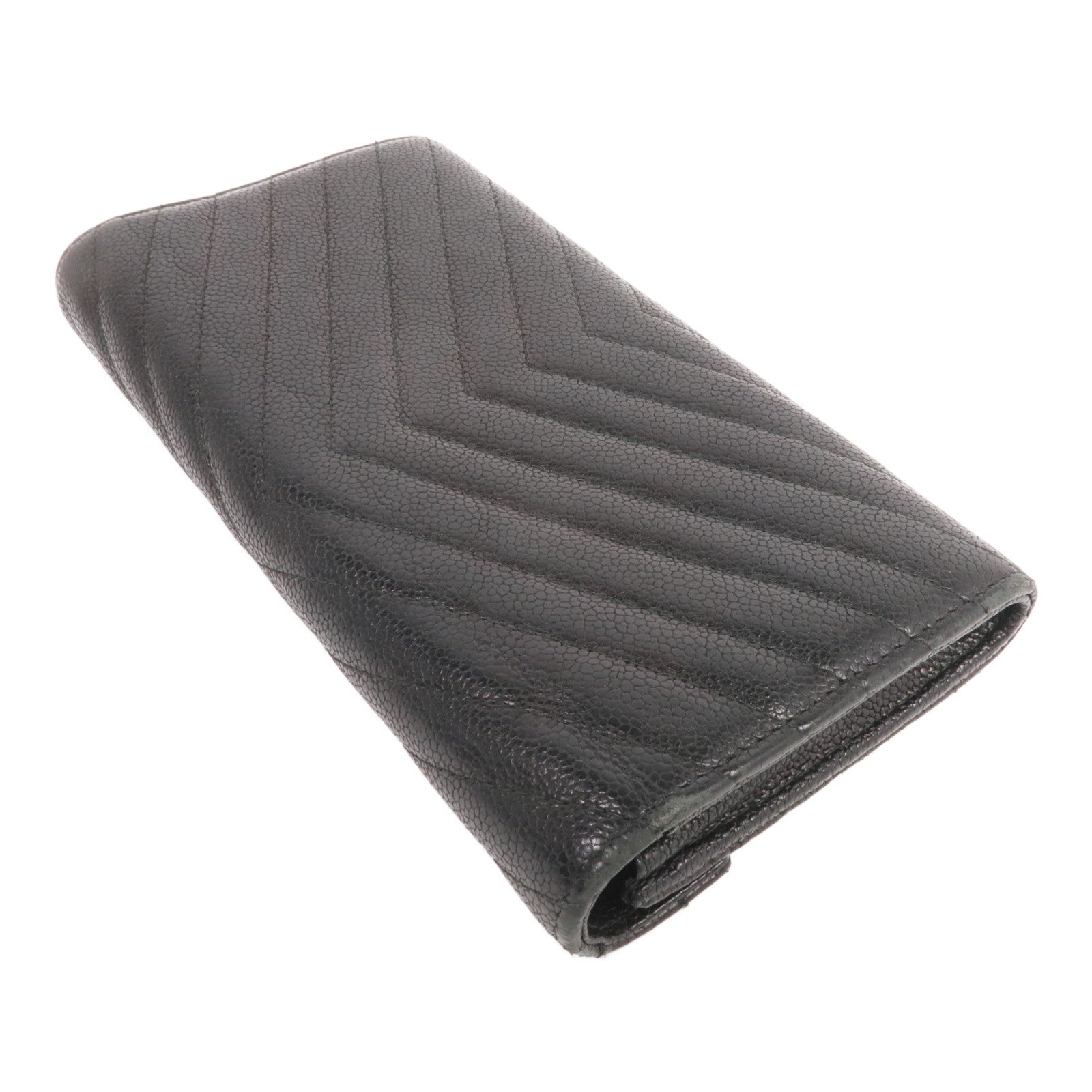 CHANEL 牛皮皮革Long Wallet銀扣長錢包