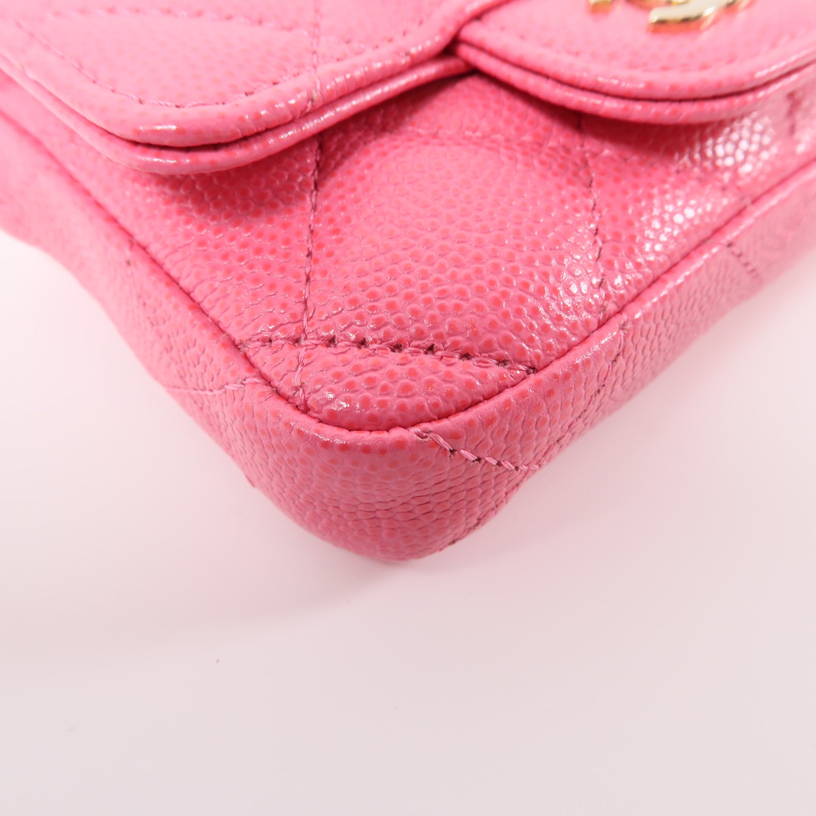 CHANEL 牛皮皮革Chain Waist Bag金扣腰包粉紅色