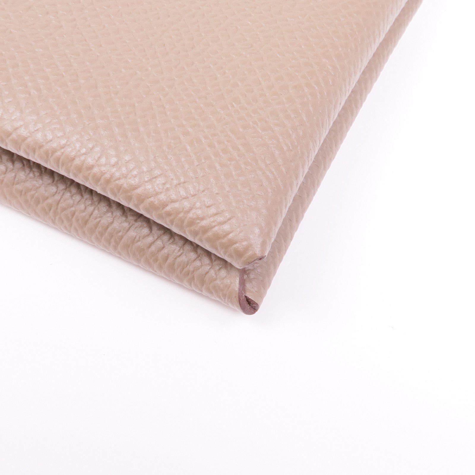 HERMES Epsom皮革Calvi Duo銀扣卡片套Etoupe