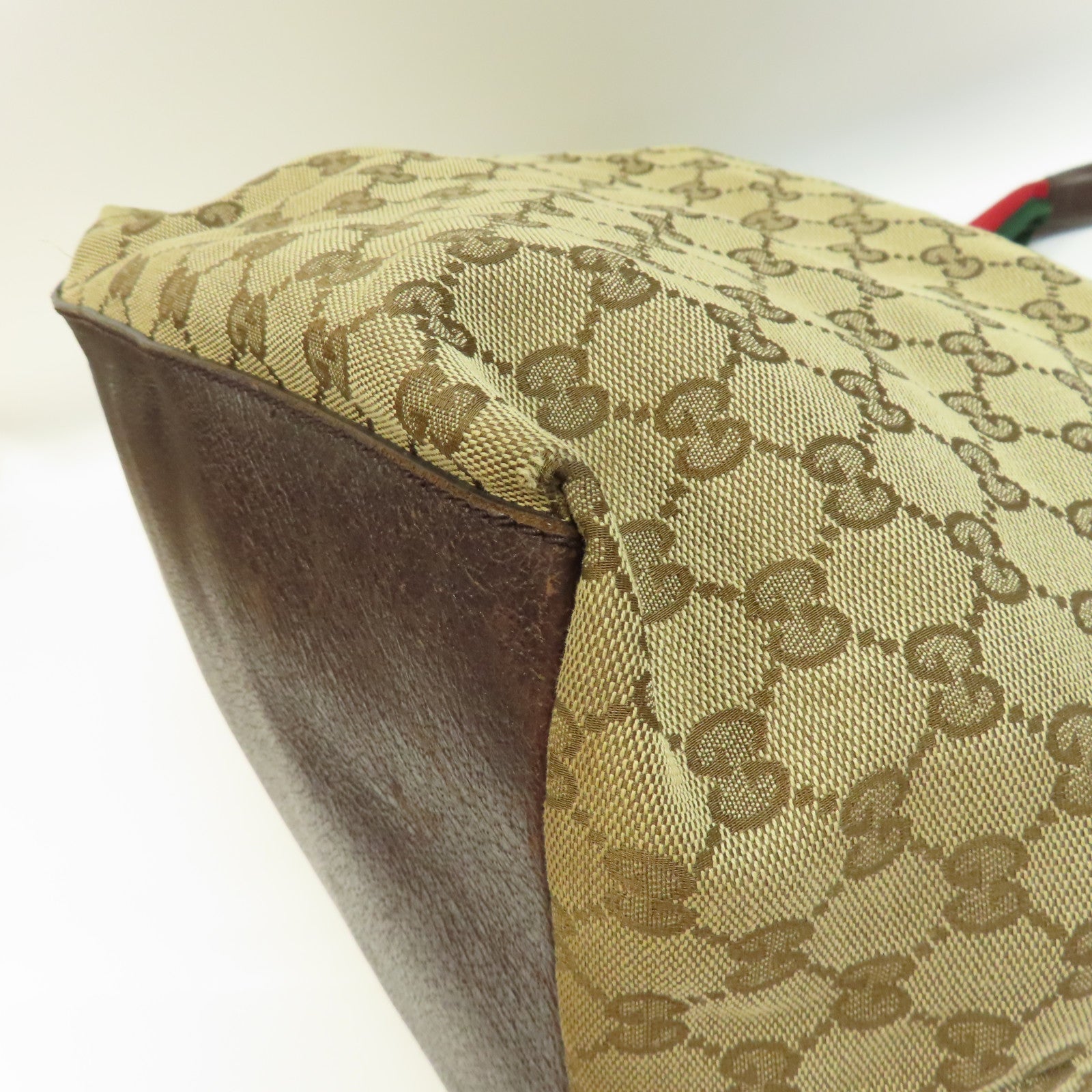 GUCCI 帆布Tote Bag銀扣手挽袋啡色