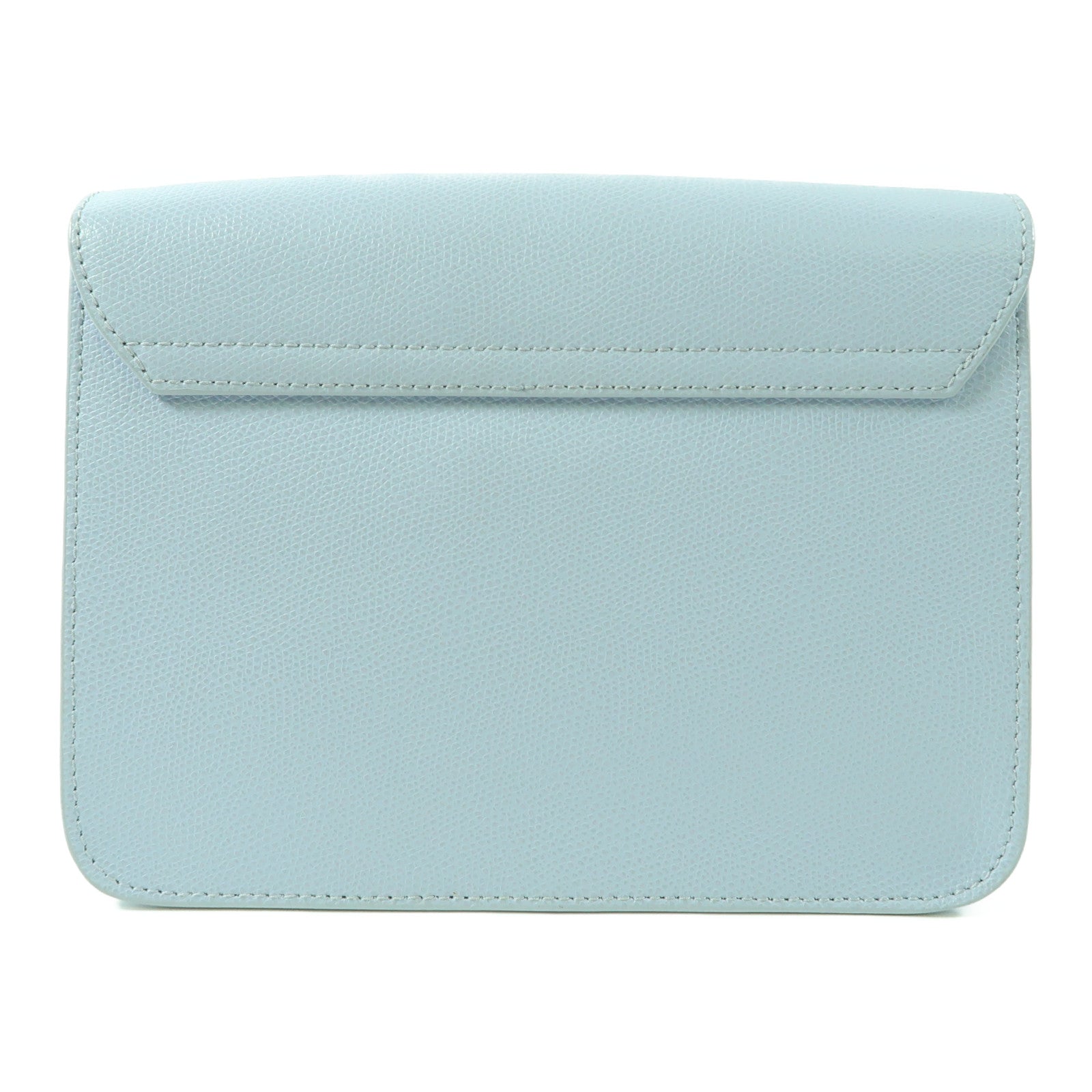 FURLA GHW Chain Shoulder Crossbody Bag Calfskin Leather Light Blue