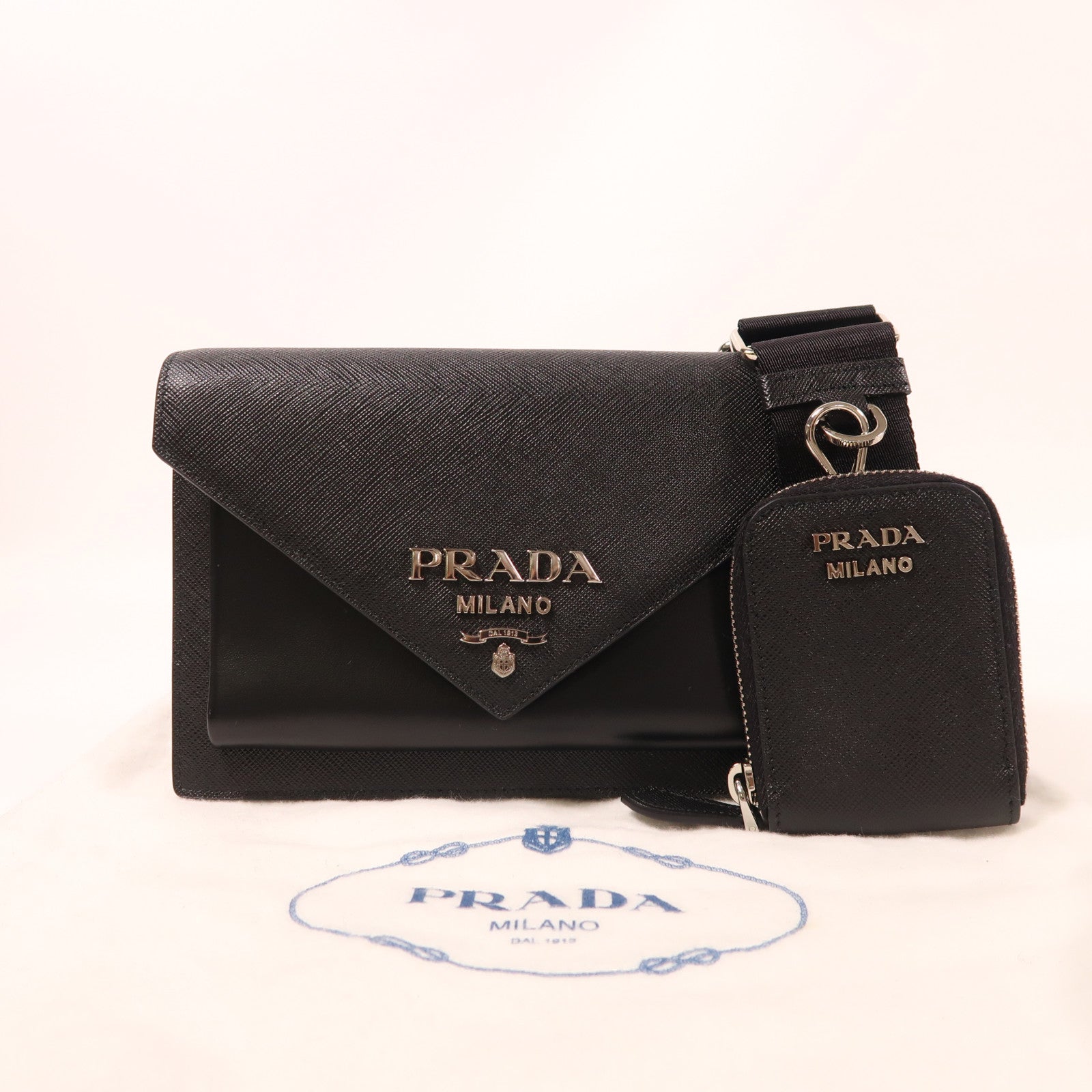 PRADA SHW Shoulder Bag Leather Black