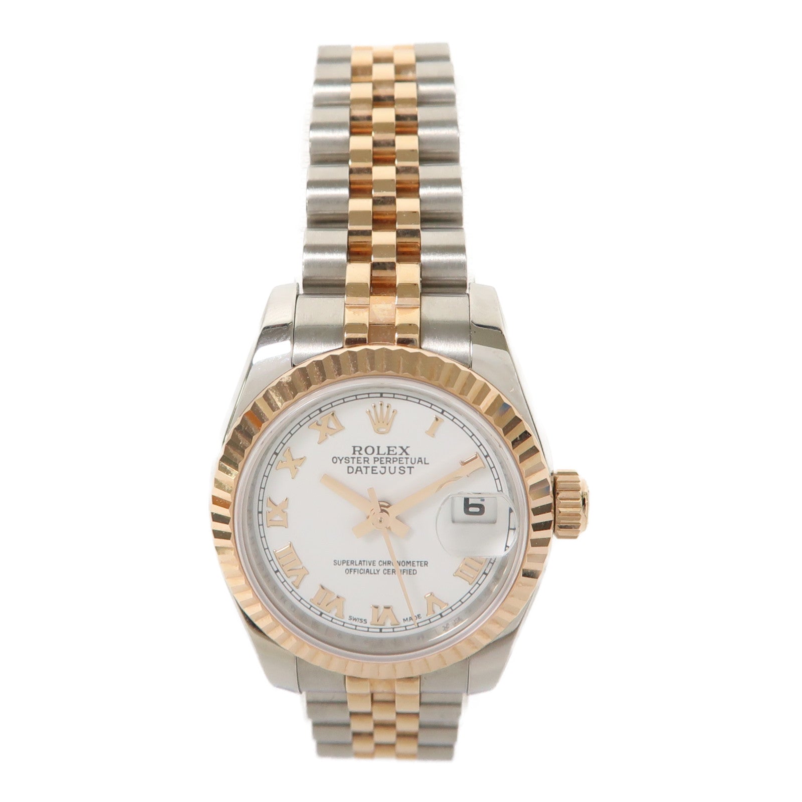 ROLEX 18K玫瑰金/不鏽鋼 Datejust自動機芯手錶白色