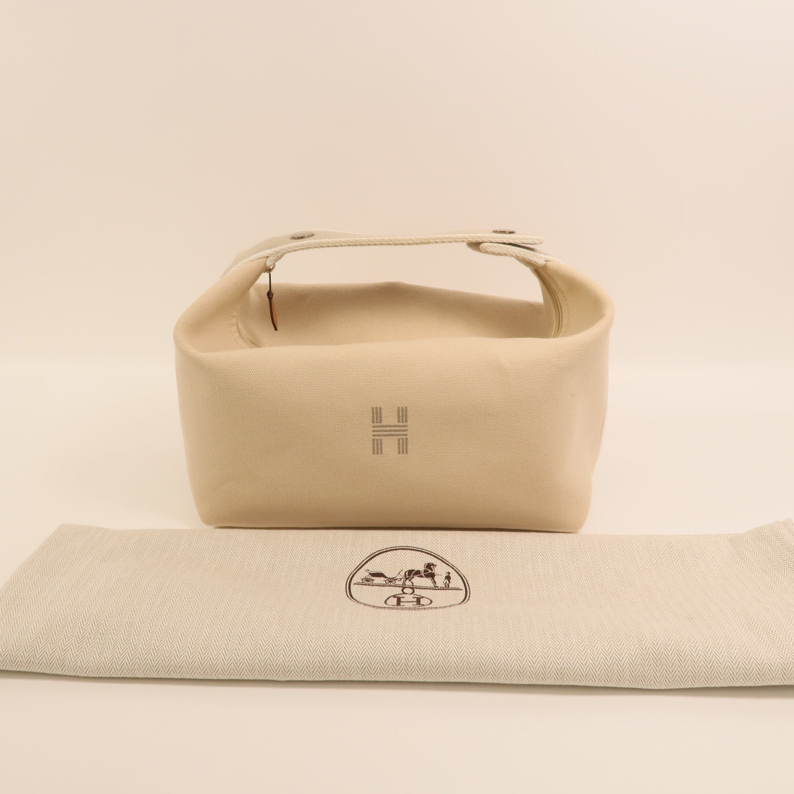 HERMES 帆布Bride a Brac GM銀扣手挽袋