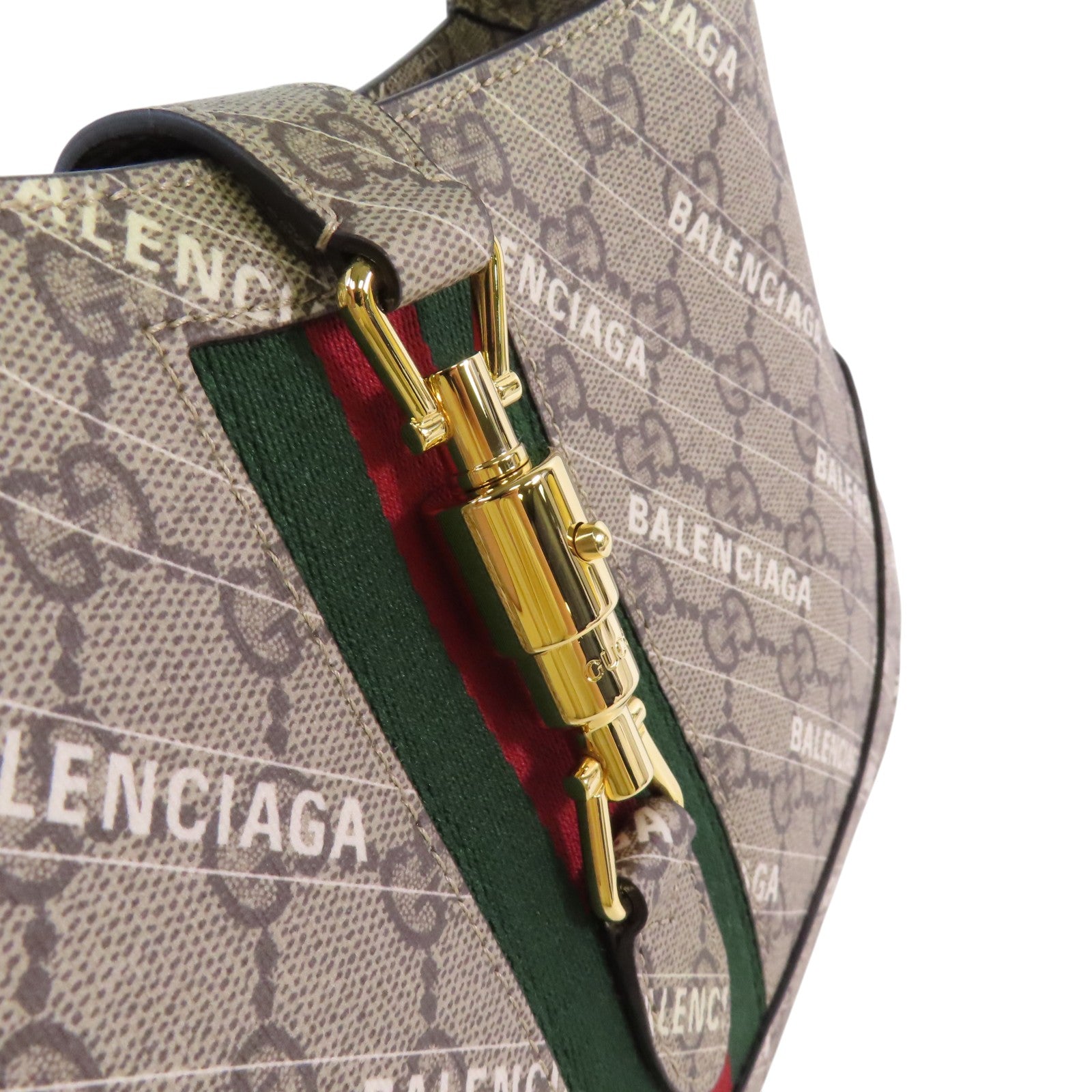 GUCCI 塗層帆布GuccixBaleniaga Jackie1961金扣手挽肩背兩用袋