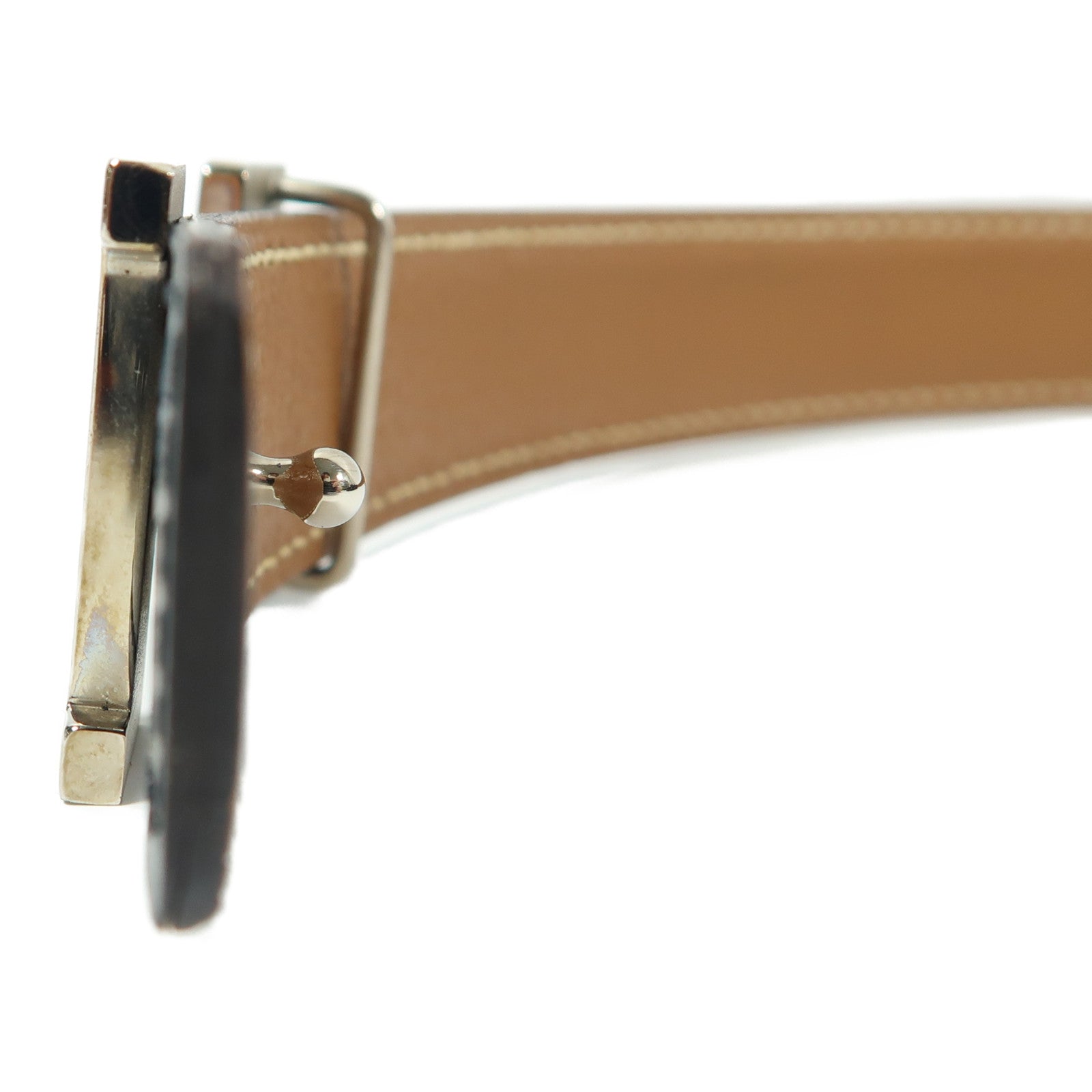 HERMES 【激減優惠】Togo皮革Mini Constance Belt銀扣皮帶黑色