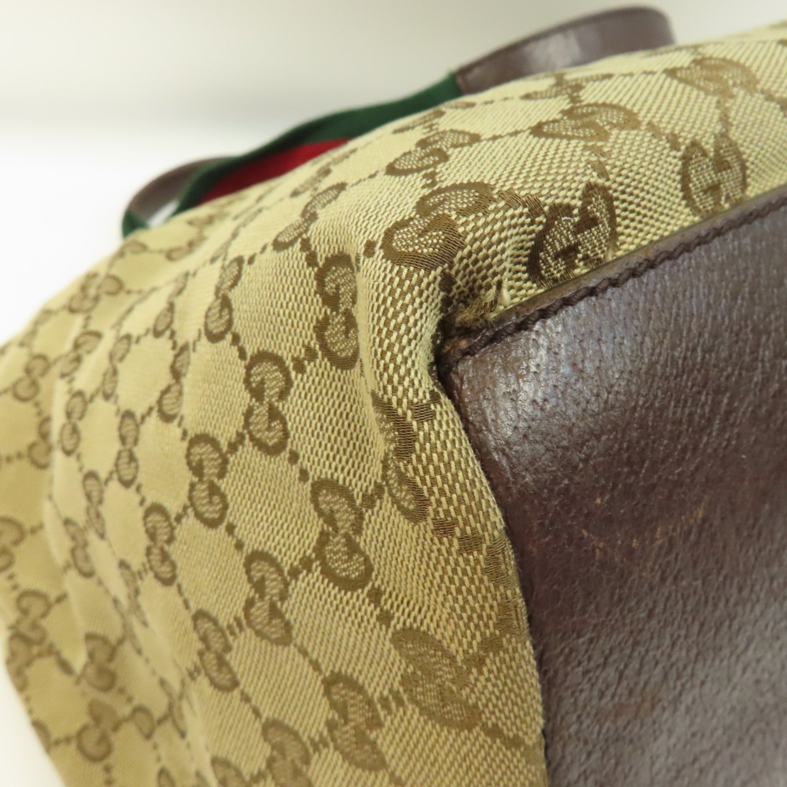 GUCCI 帆布Tote Bag銀扣手挽袋啡色
