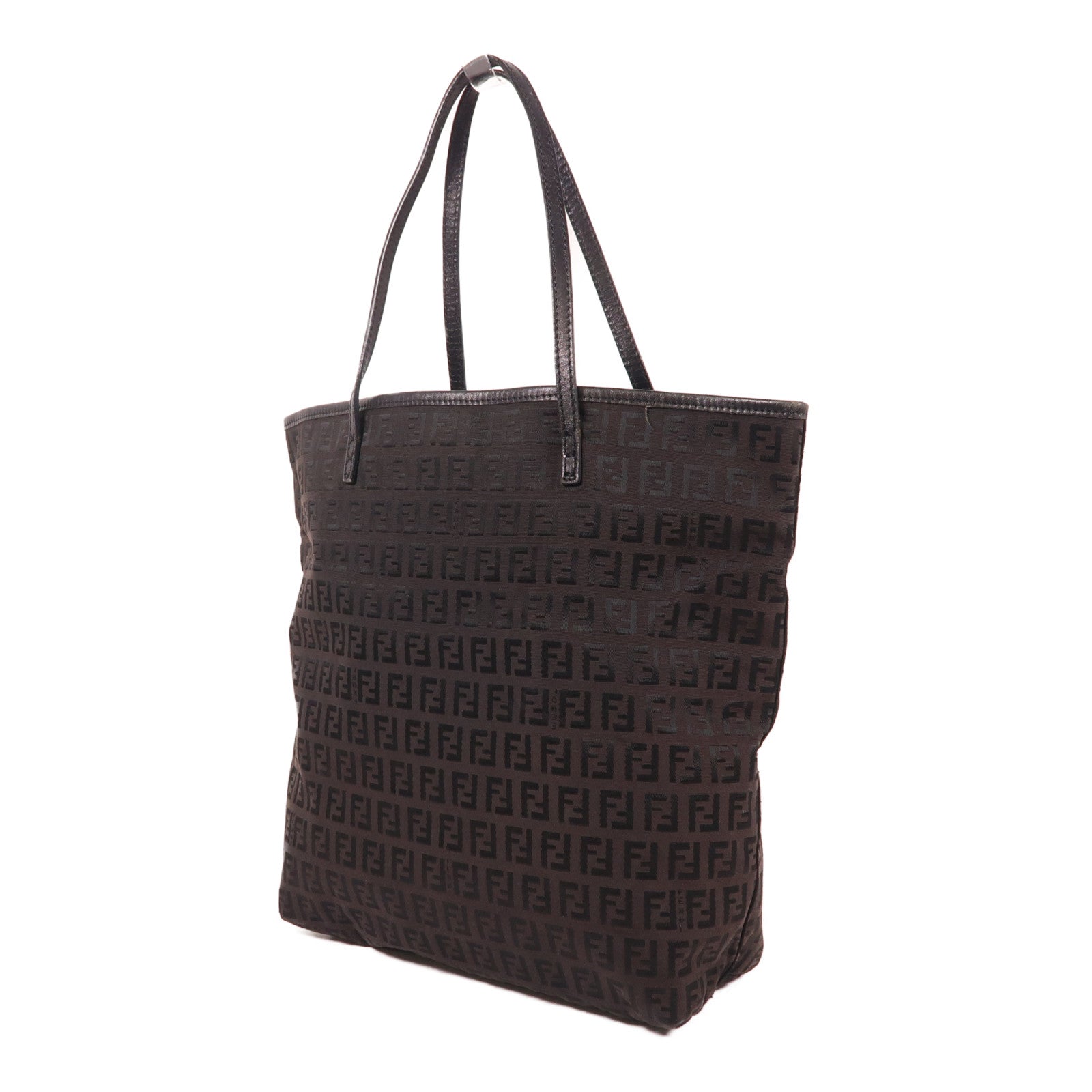 FENDI 帆布Shoulder Bag銀扣肩背袋啡色
