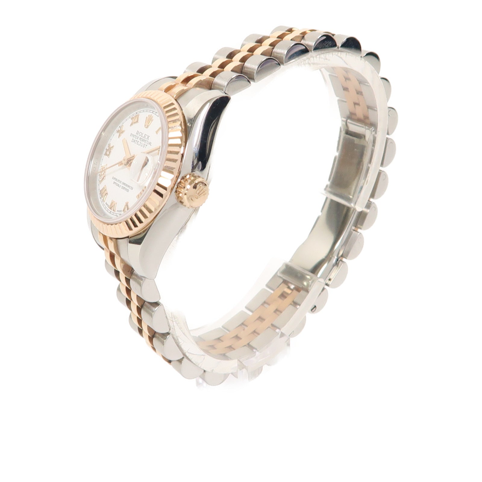 ROLEX 18K玫瑰金/不鏽鋼 Datejust自動機芯手錶白色