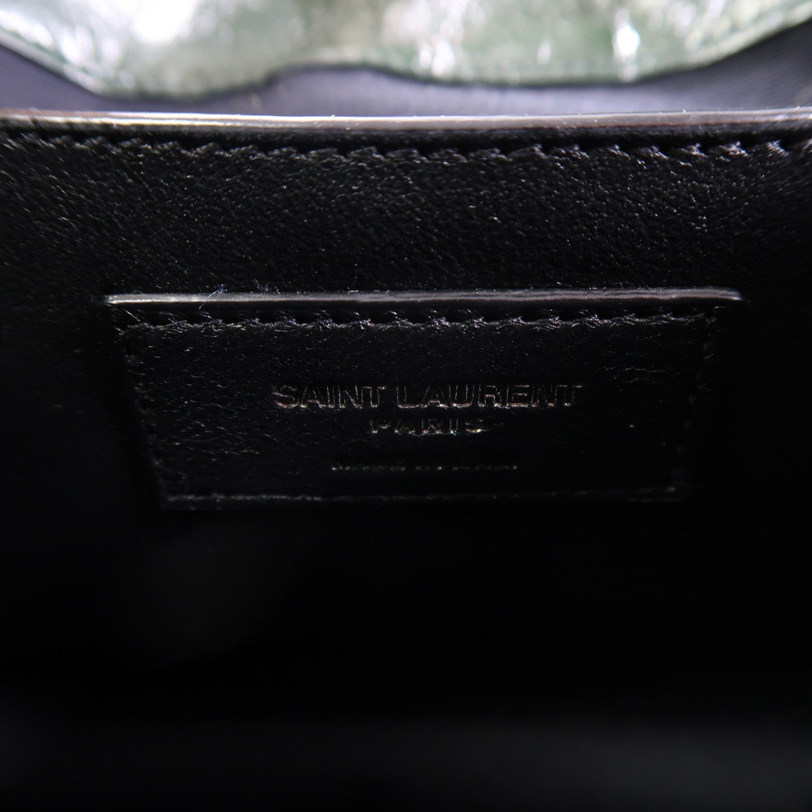 SAINT LAURENT 牛皮皮革Mini Niki Chain Shoulder Bag銀扣鏈帶肩背袋綠色