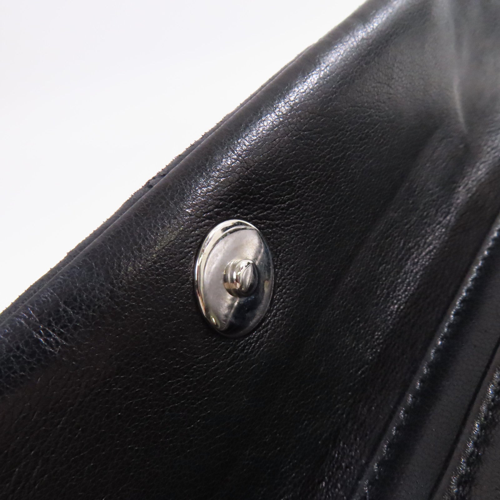 CHANEL 菱格羊皮皮革Chain Shoulder Bag銀扣鏈帶肩背袋黑色