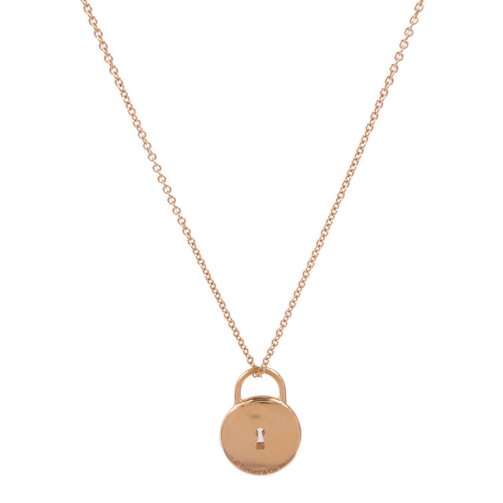 TIFFANY＆CO 18K玫瑰金Lock Necklace鑽石項鍊