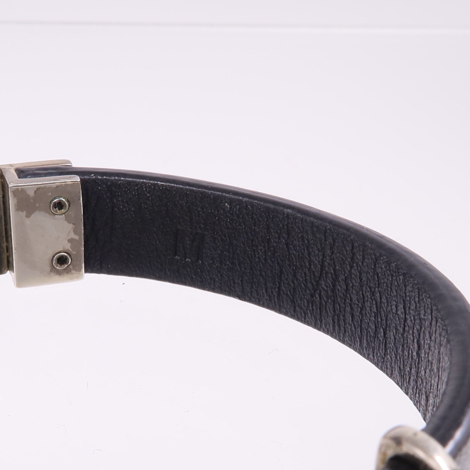 SAINT LAURENT 牛皮皮革Bracelet銀扣手帶