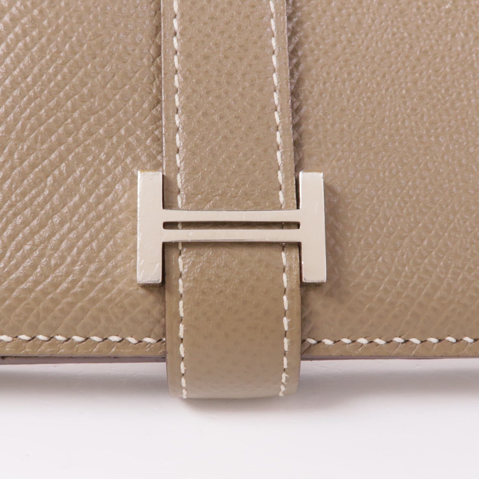 HERMES Epsom皮革Bearn Long Wallet銀扣長錢包Etoupe