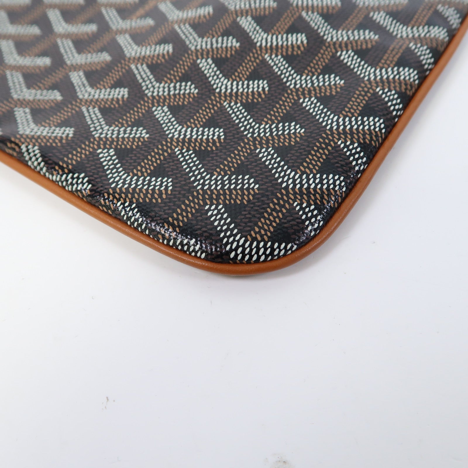 GOYARD 塗層帆布Pouch銀扣手拿包黑色/啡色