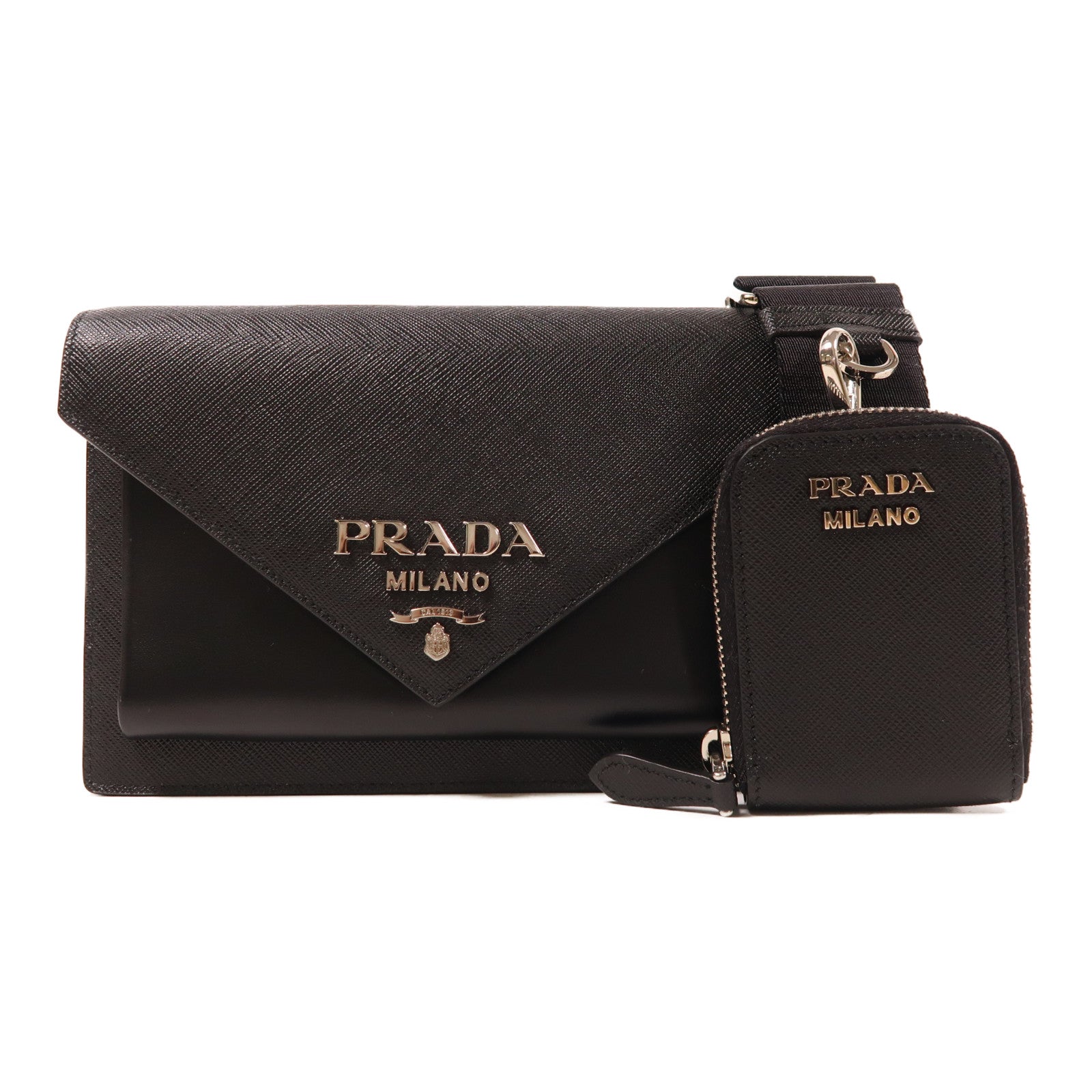 PRADA SHW Shoulder Bag Leather Black