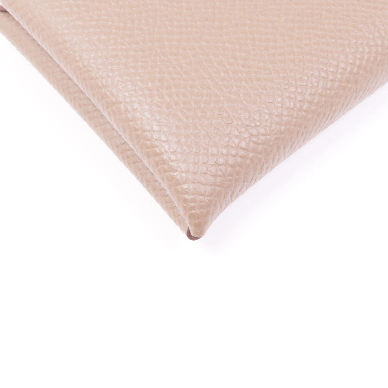 HERMES Epsom皮革Calvi Duo銀扣卡片套Etoupe