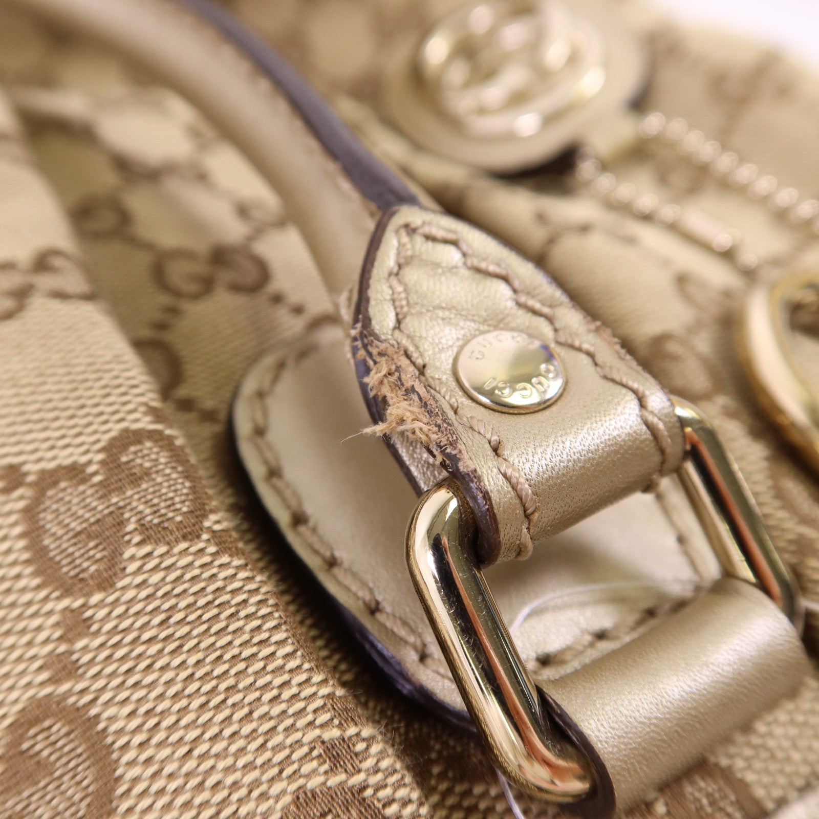 GUCCI 帆布2 Way Shoulder Bag金扣手挽肩背兩用袋