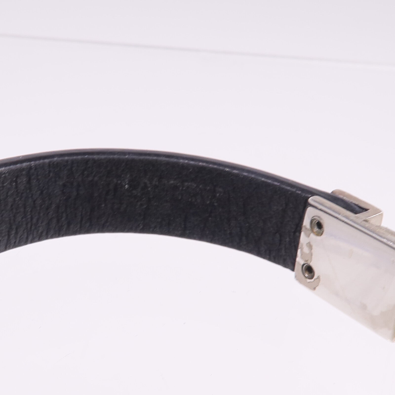 SAINT LAURENT 牛皮皮革Bracelet銀扣手帶