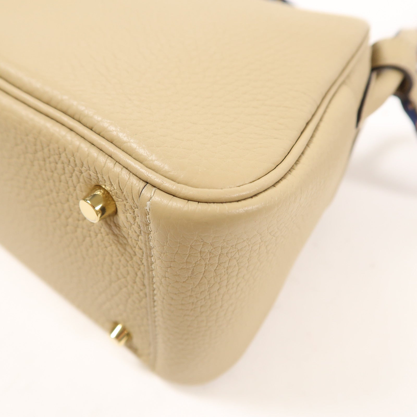 HERMES Clemence皮革Mini Lindy金扣手挽肩背兩用袋Trench