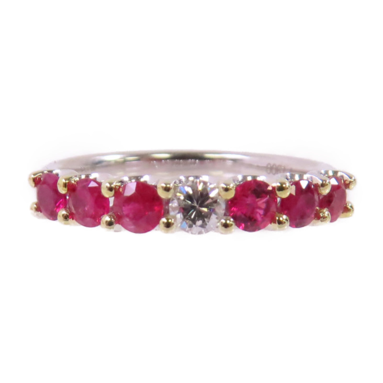 JEWELRY PT900鉑金Sapphire/Diamond Ring 0.82ct紅寶石/0.13ct鑽石戒指US#6.75