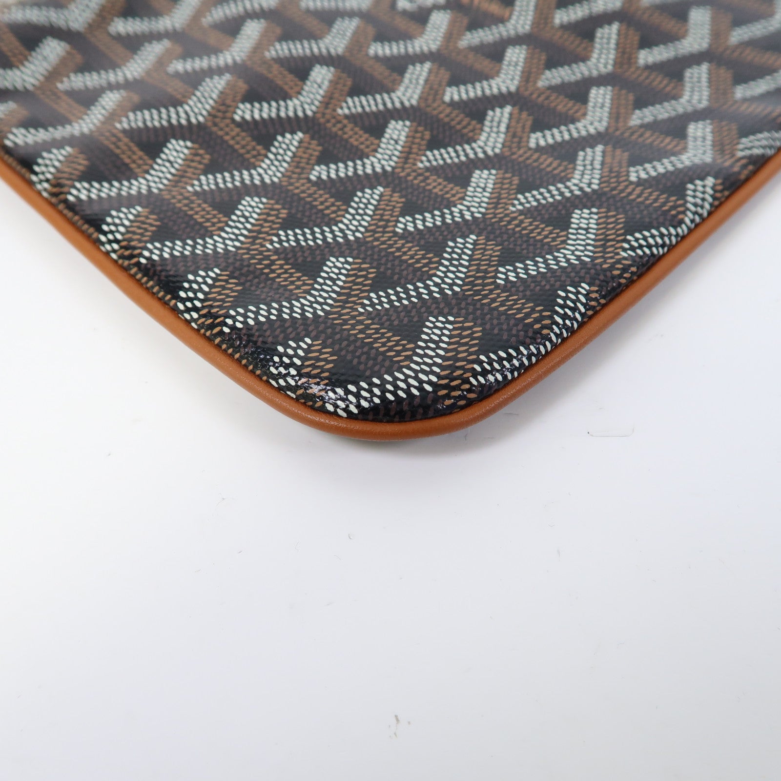 GOYARD 塗層帆布Pouch銀扣手拿包黑色/啡色