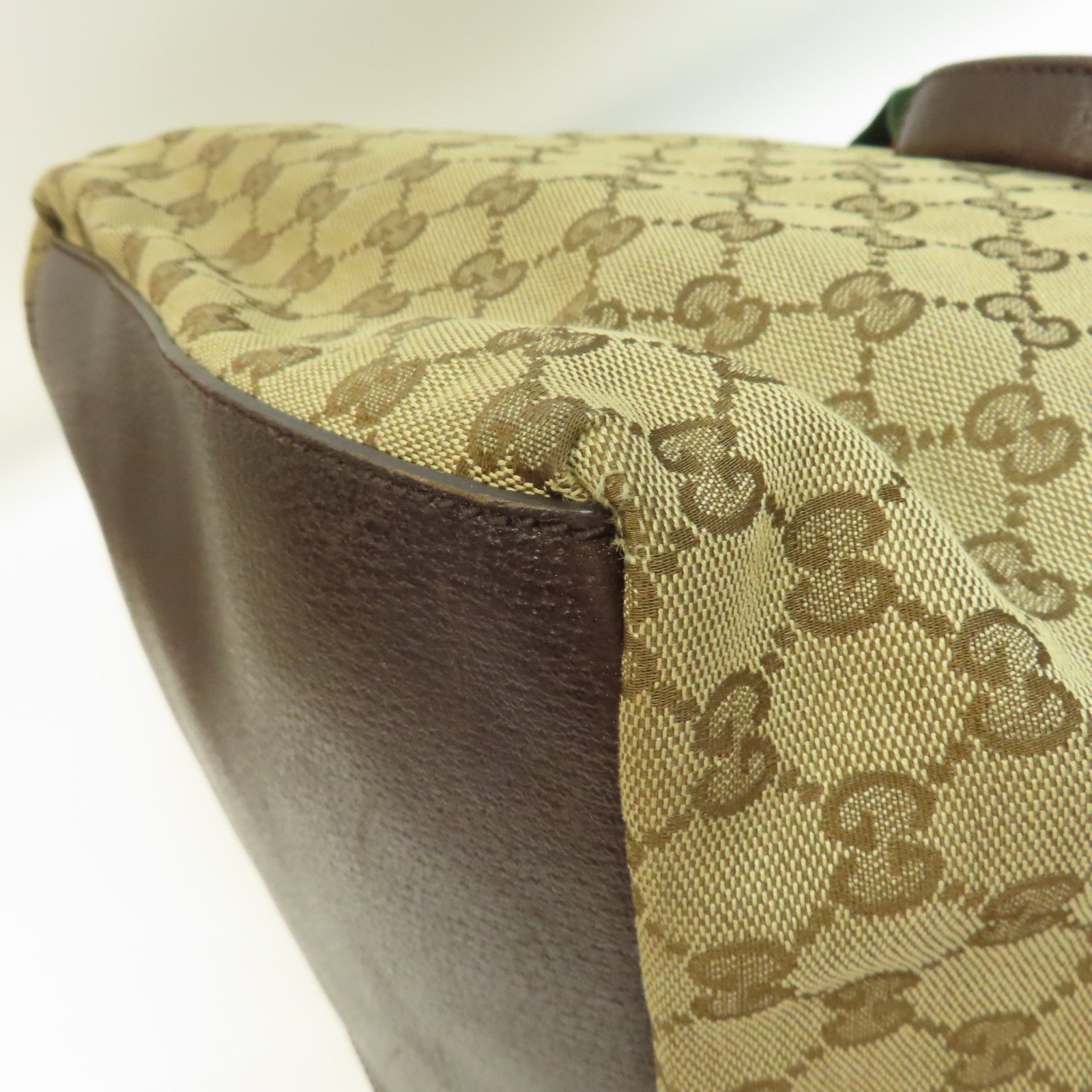 GUCCI 帆布Tote Bag銀扣手挽袋啡色