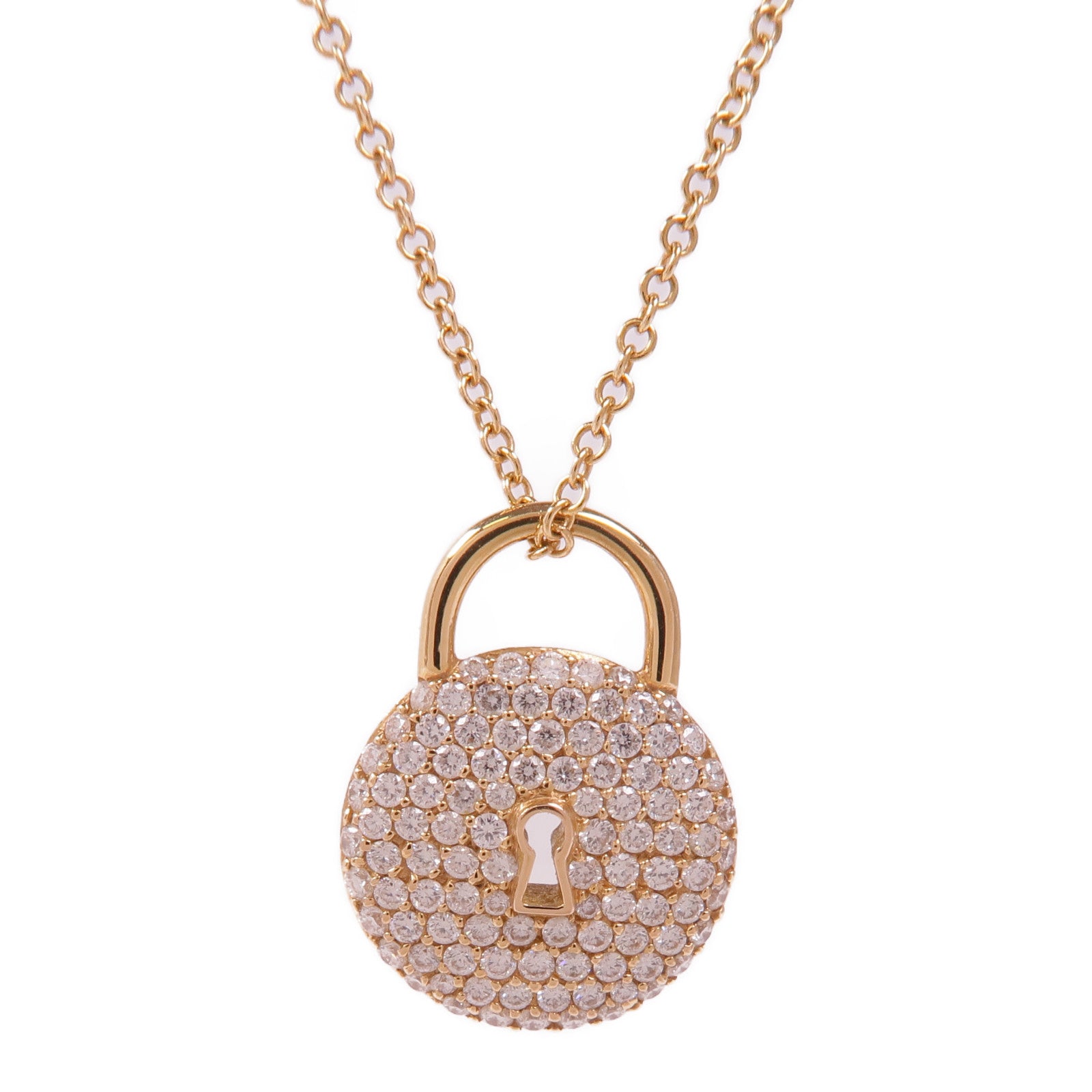 TIFFANY＆CO 18K玫瑰金Lock Necklace鑽石項鍊