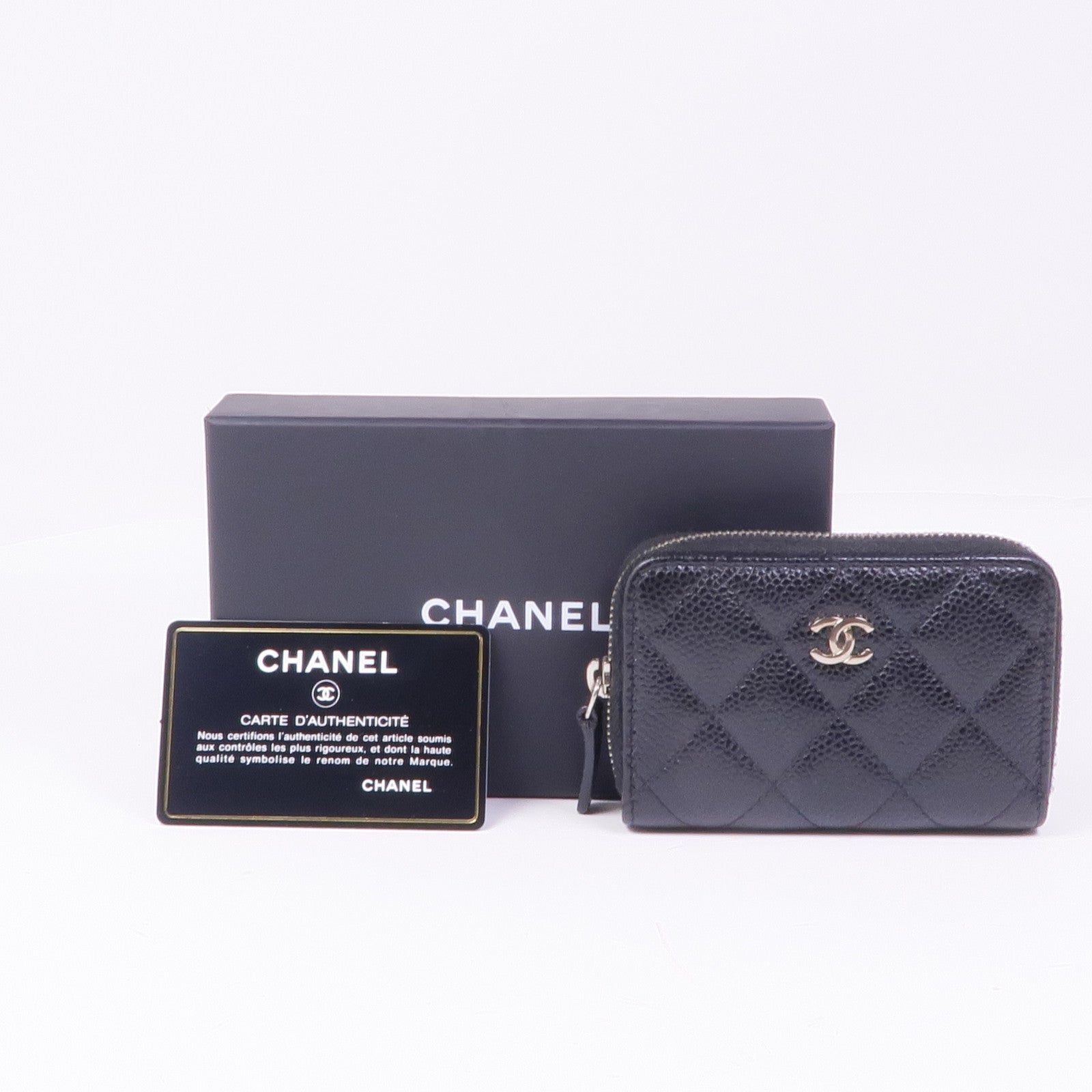 CHANEL 牛皮皮革Coin/Card Case銀扣零錢包/卡片套