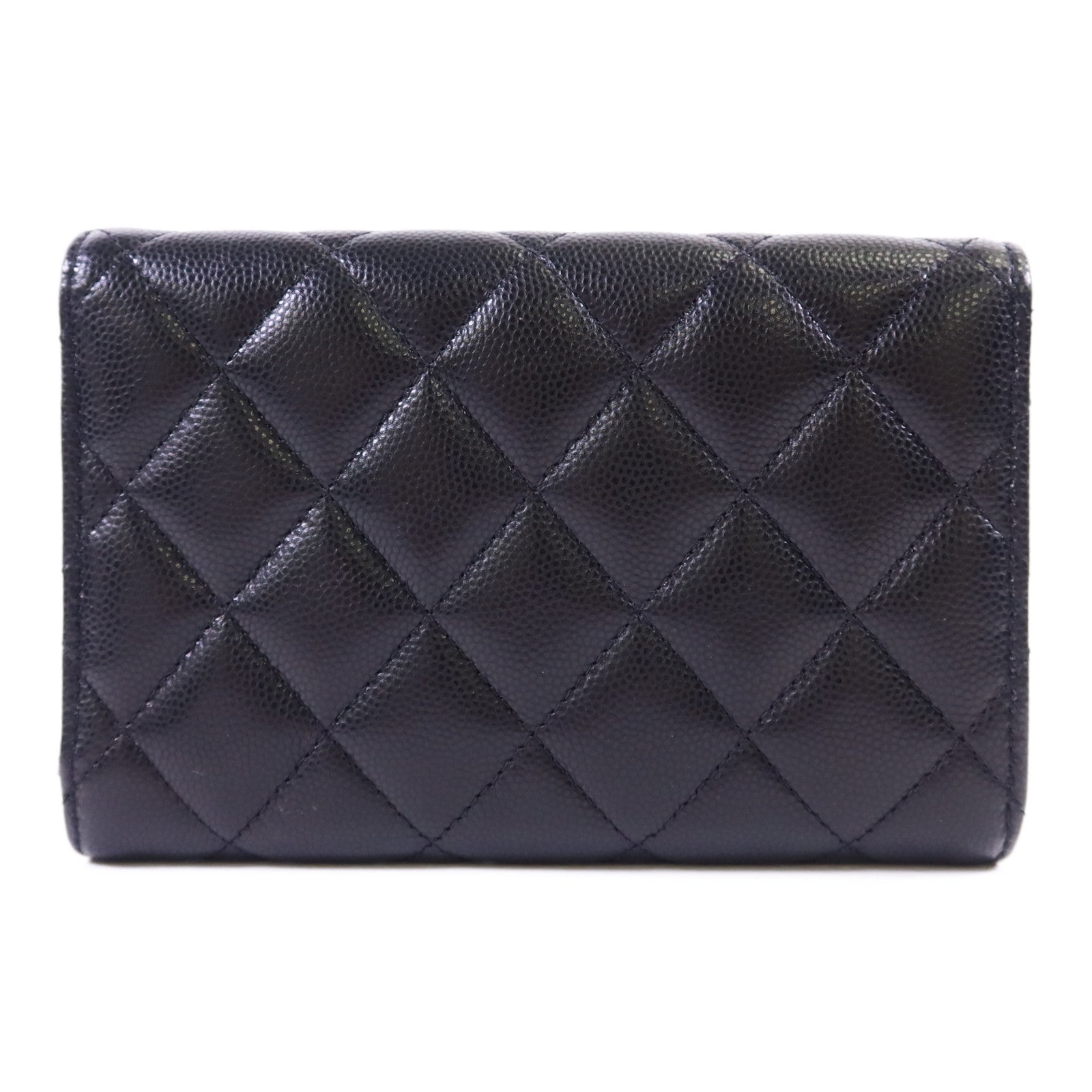 CHANEL 牛皮皮革Trifold Wallet銀扣錢包