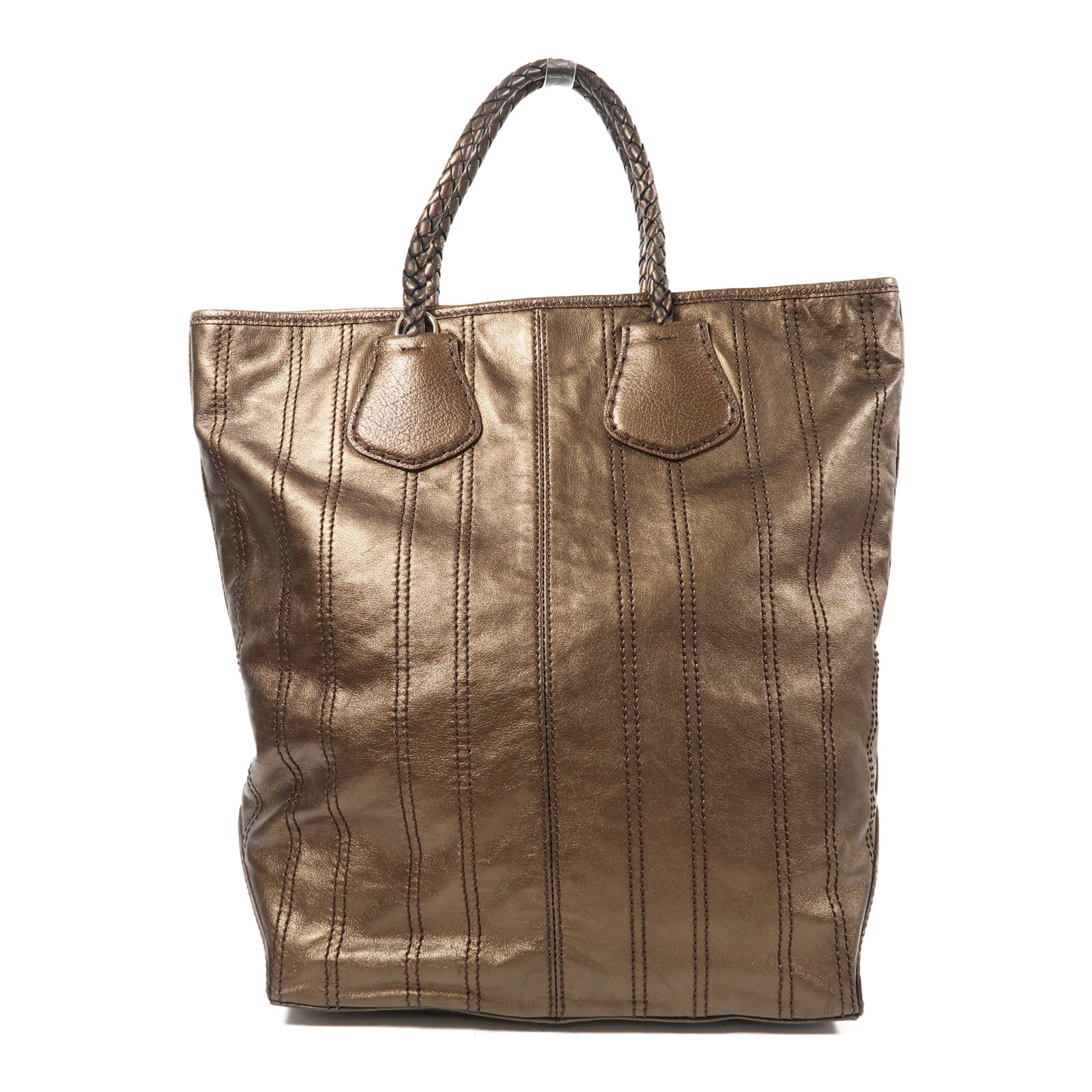 CELINE 【激減優惠】牛皮皮革2 Way Shoulder銀扣手挽肩背兩用袋啡色