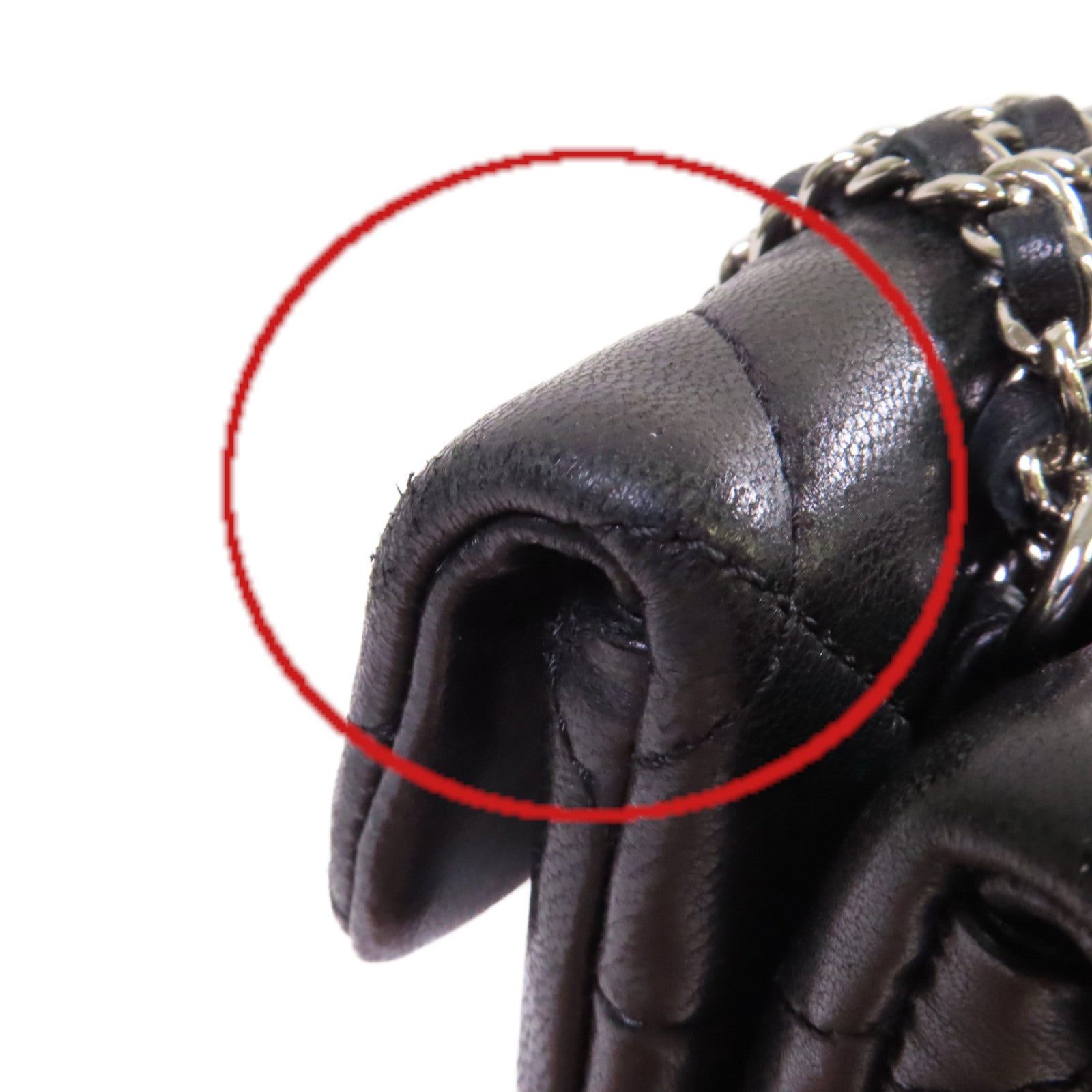 CHANEL 菱格羊皮皮革Chain Shoulder Bag銀扣鏈帶肩背袋黑色