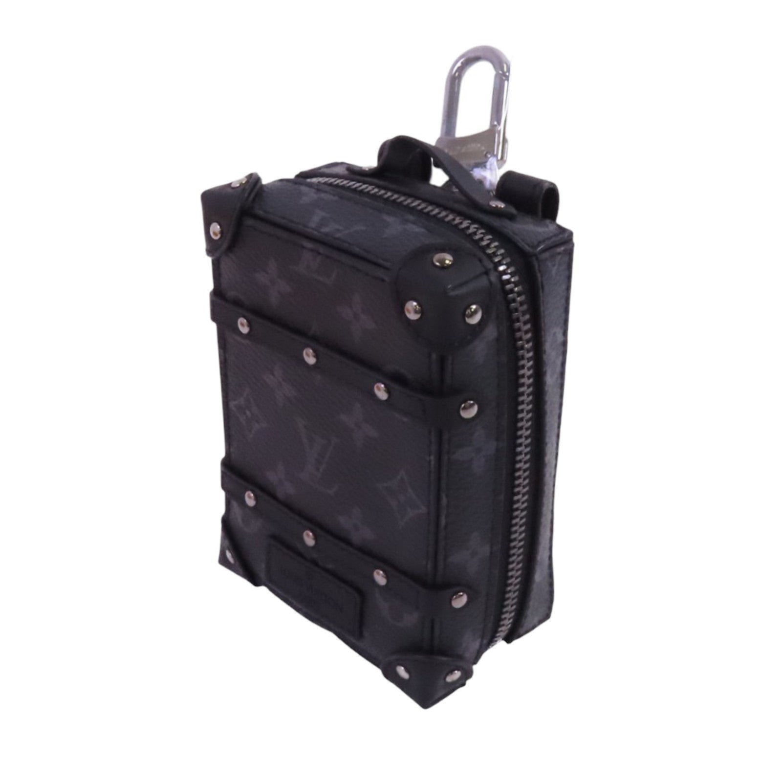 LOUIS VUITTON Monogram Eclipse Trunk Keychain銀扣吊飾鑰匙扣