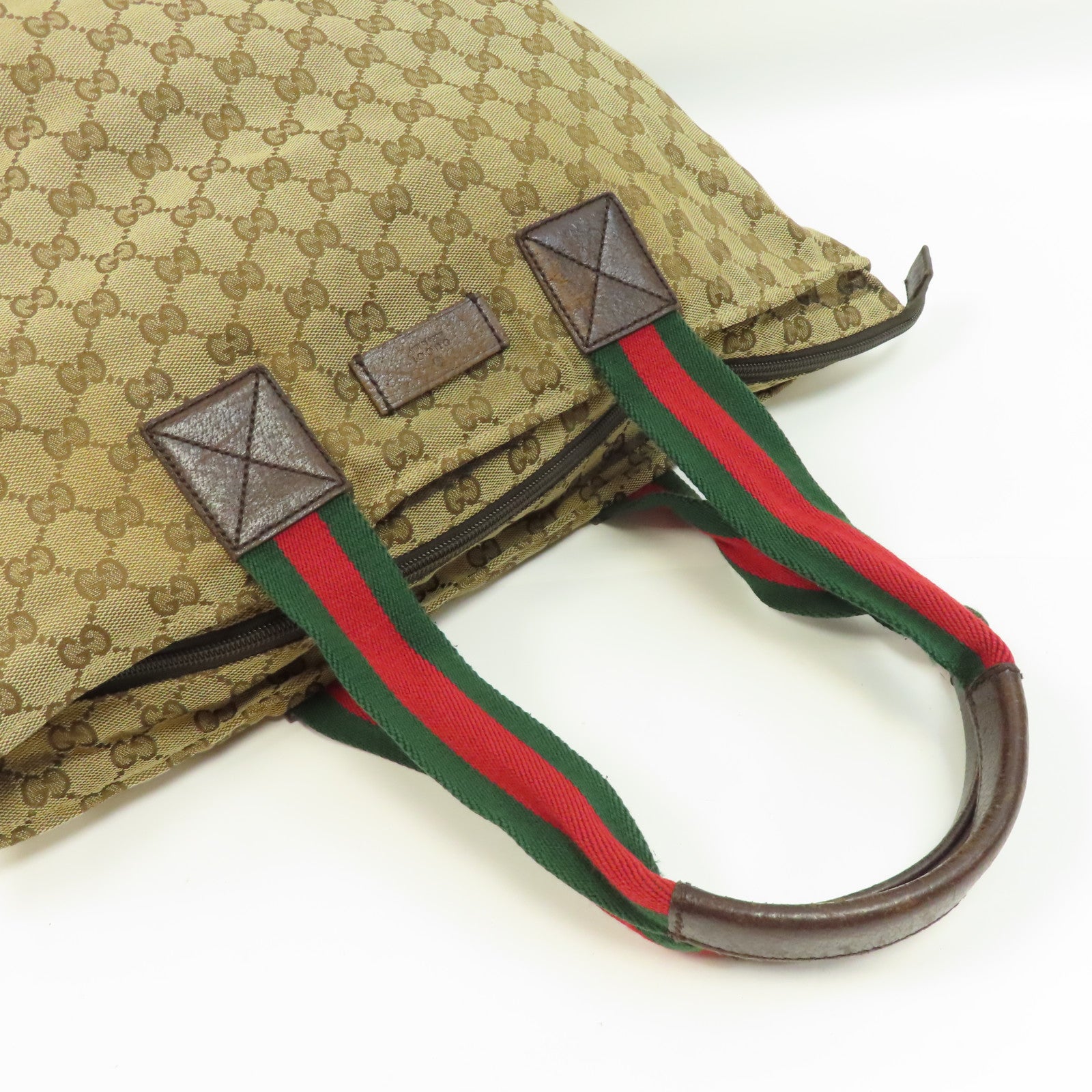 GUCCI 帆布Tote Bag銀扣手挽袋啡色