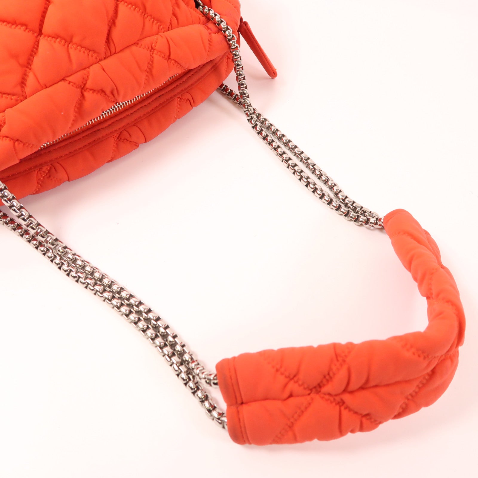 CHANEL 帆布Chain Shoulder銀扣鏈帶肩背袋