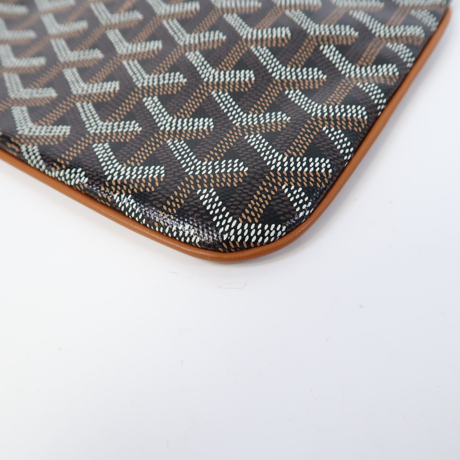 GOYARD 塗層帆布Pouch銀扣手拿包黑色/啡色