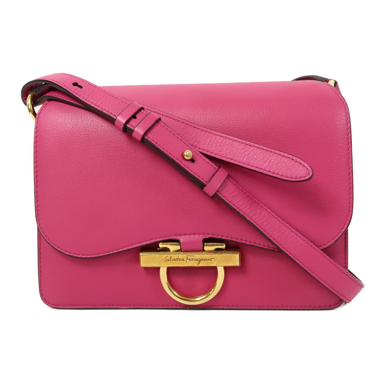 Salvatore Ferragamo 牛皮皮革Shoulder Bag金扣肩背袋粉紅色