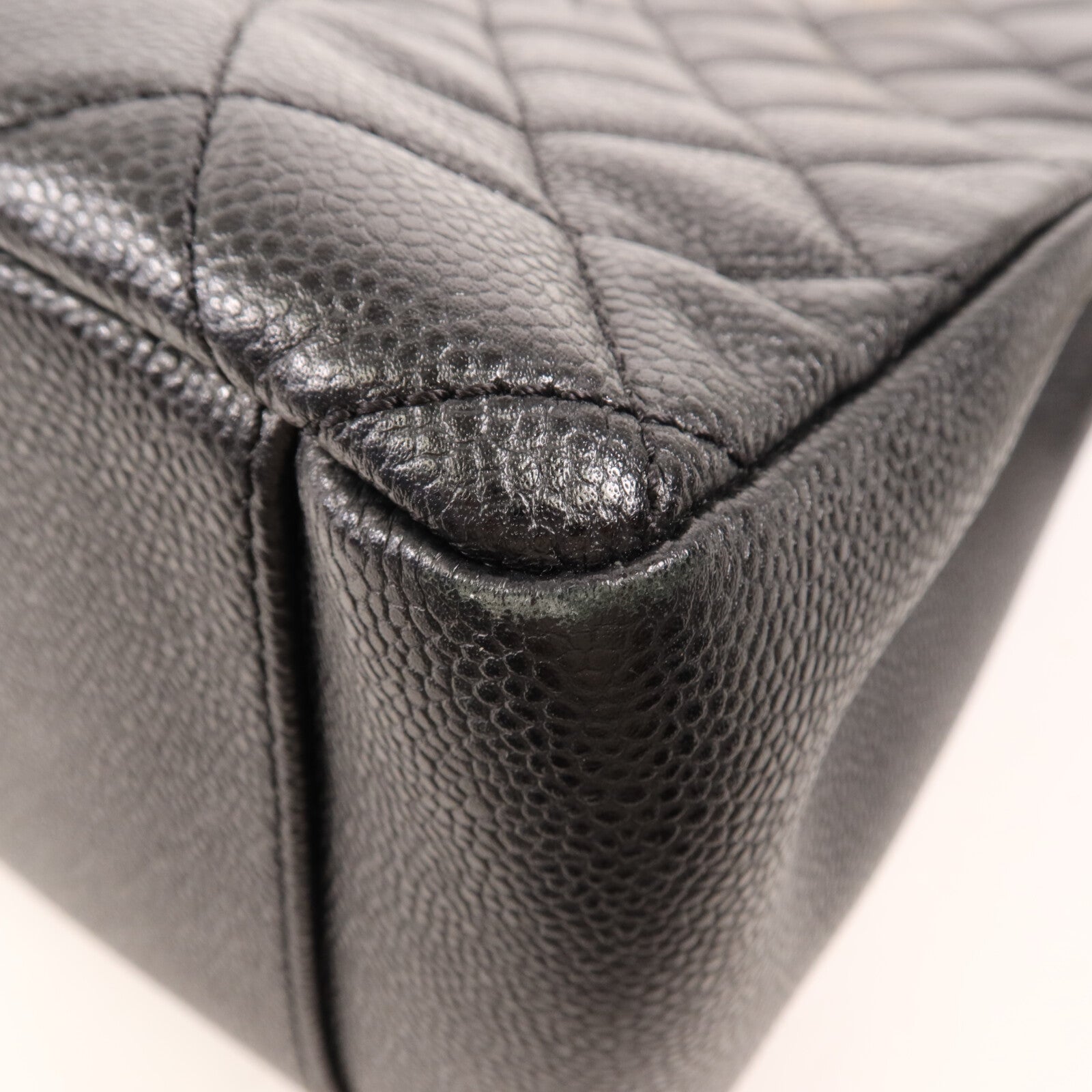 CHANEL 牛皮皮革GST Grand Shopping Tote Bag金扣鏈帶肩背袋