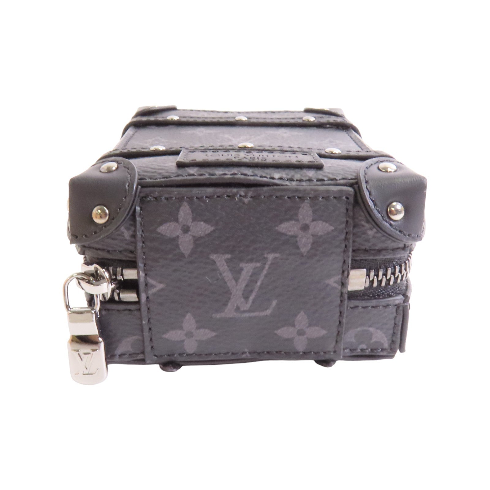 LOUIS VUITTON Monogram Eclipse Trunk Keychain銀扣吊飾鑰匙扣