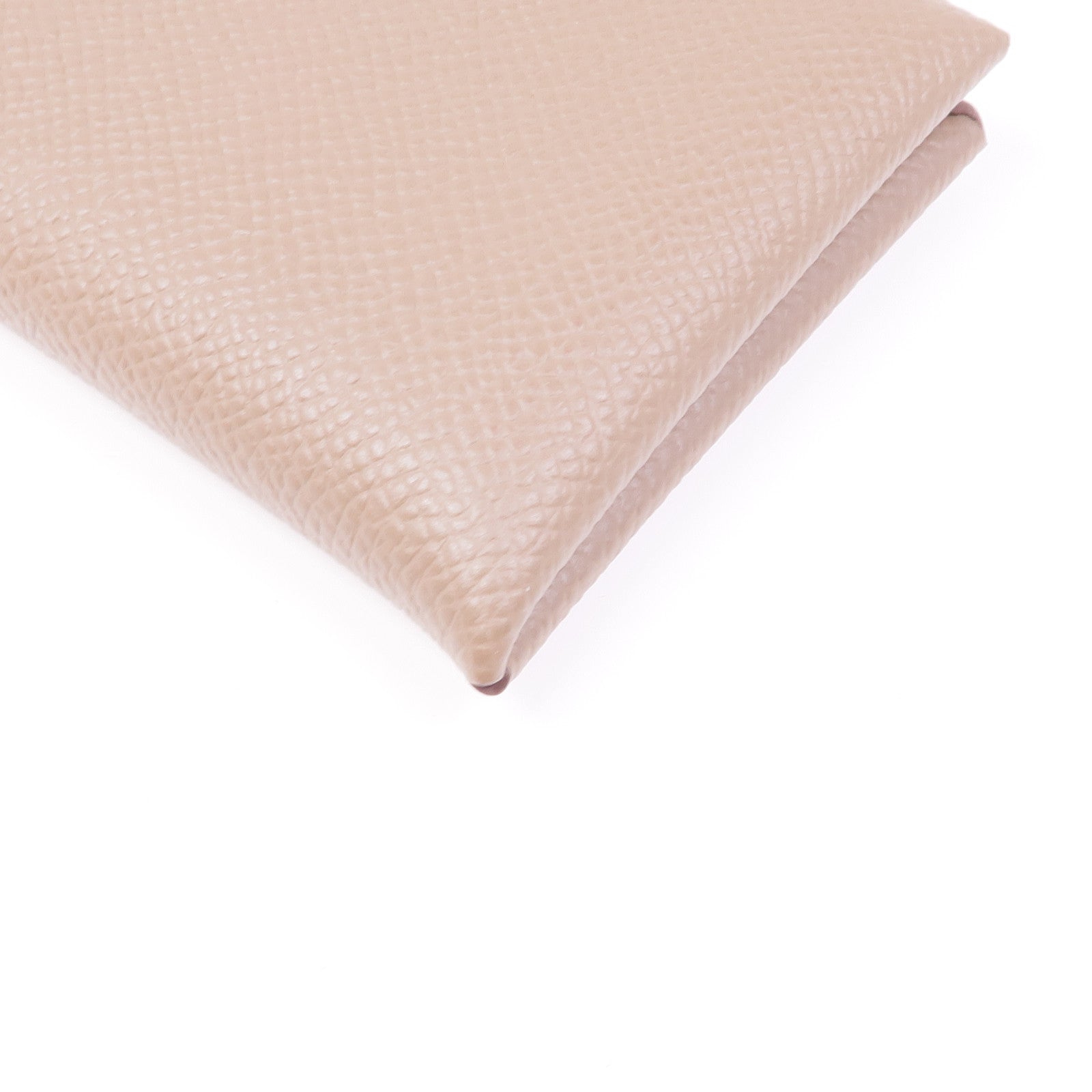 HERMES Epsom皮革Calvi Duo銀扣卡片套Etoupe