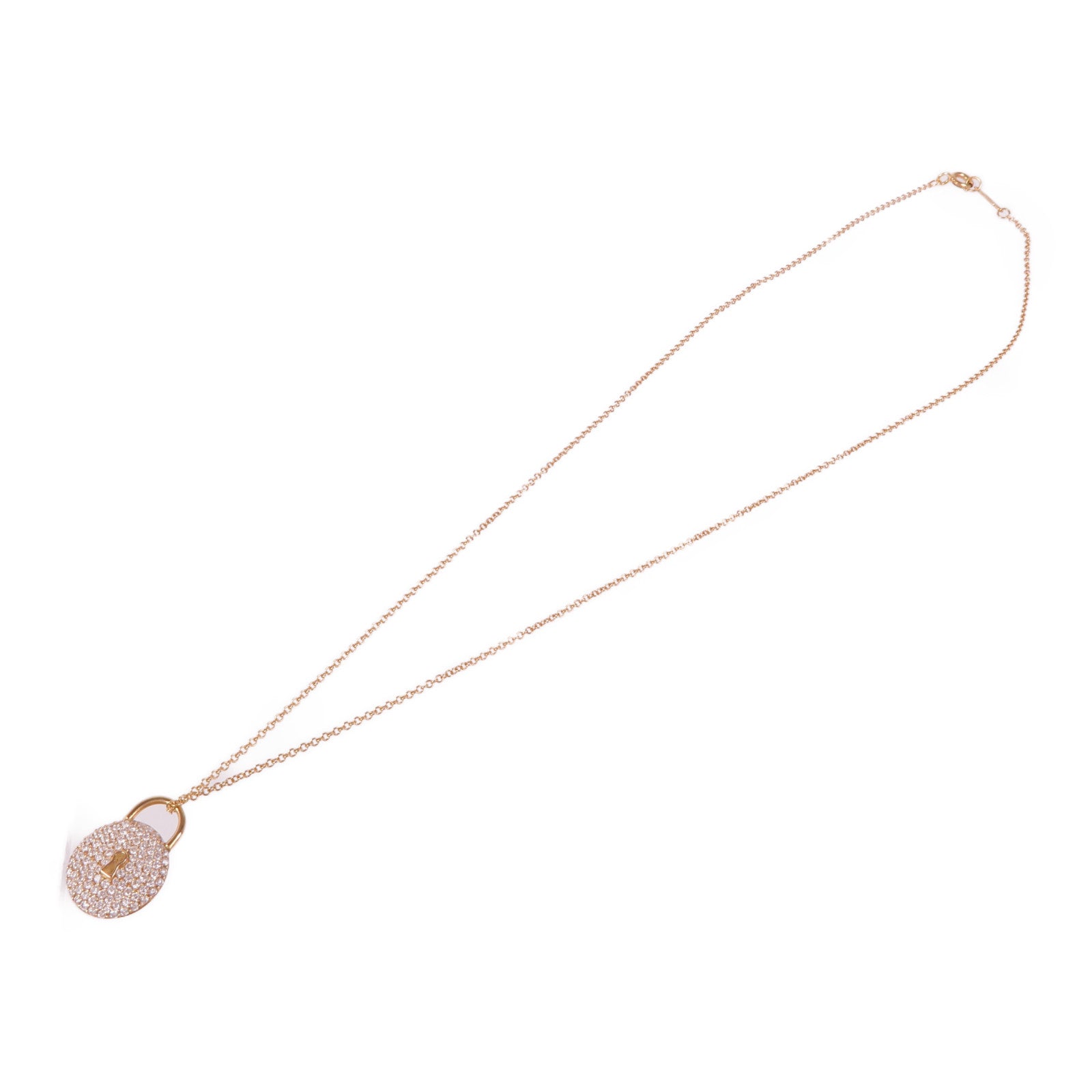 TIFFANY＆CO 18K玫瑰金Lock Necklace鑽石項鍊