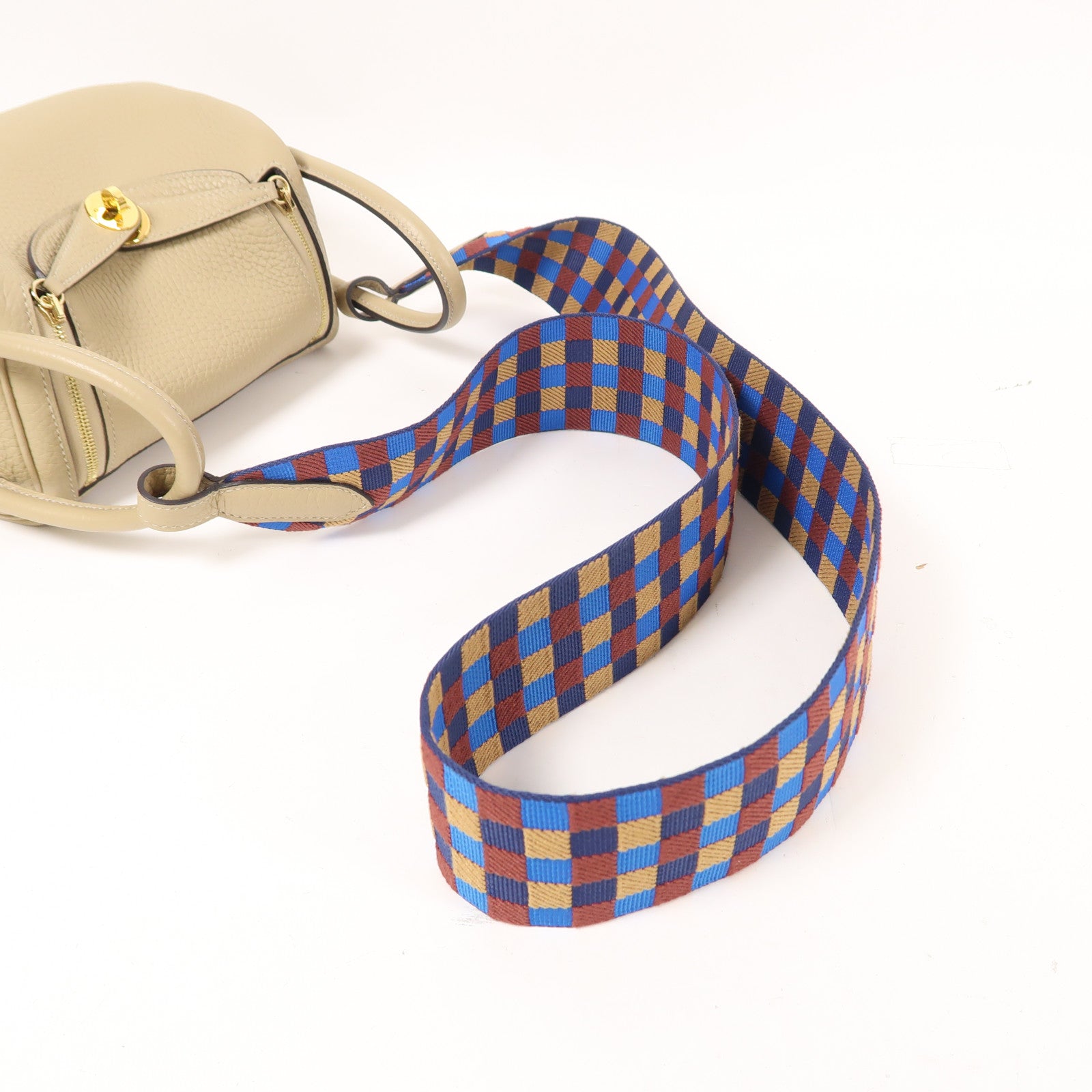 HERMES Clemence皮革Mini Lindy金扣手挽肩背兩用袋Trench