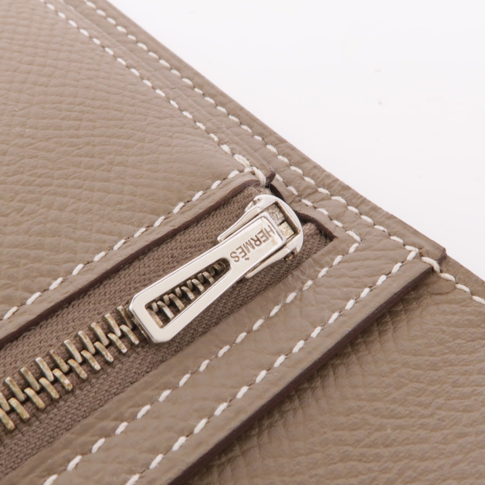 HERMES PHW Bearn Long Wallet Veau Epsom Leather Etoupe