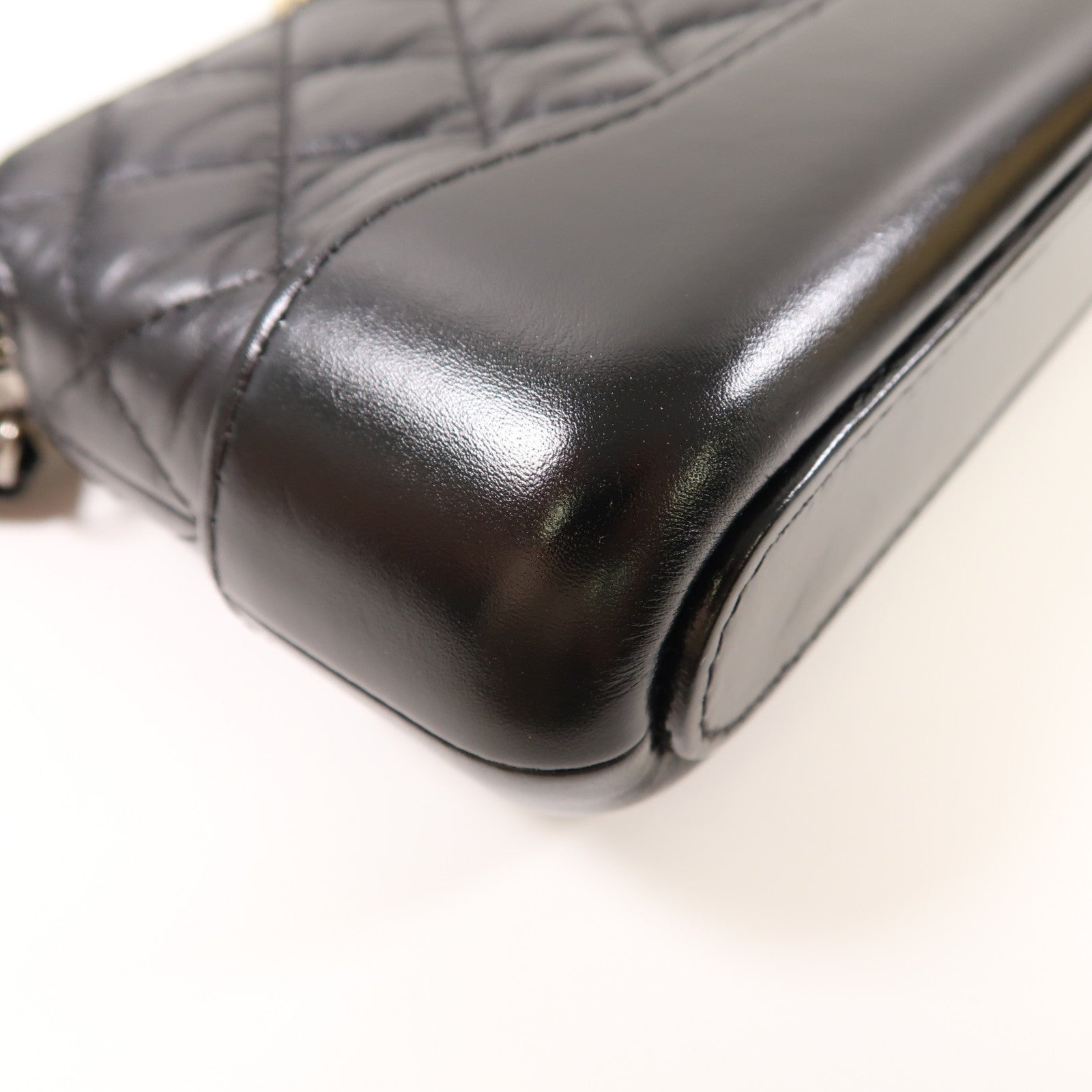 CHANEL CC GHW Gabrielle WOC Wallet On Chain Shoulder Bag Calfskin Leather Black