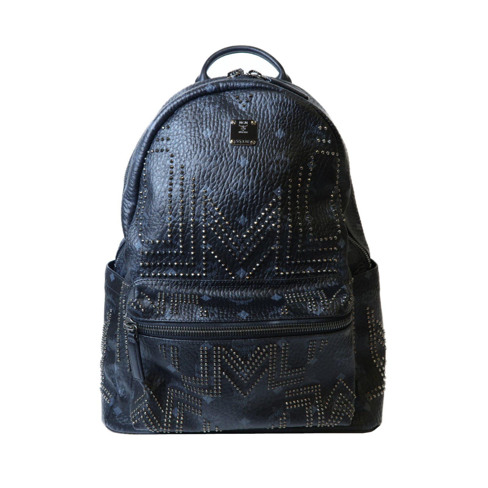 MCM 塗層帆布Backpack銀扣背包黑色