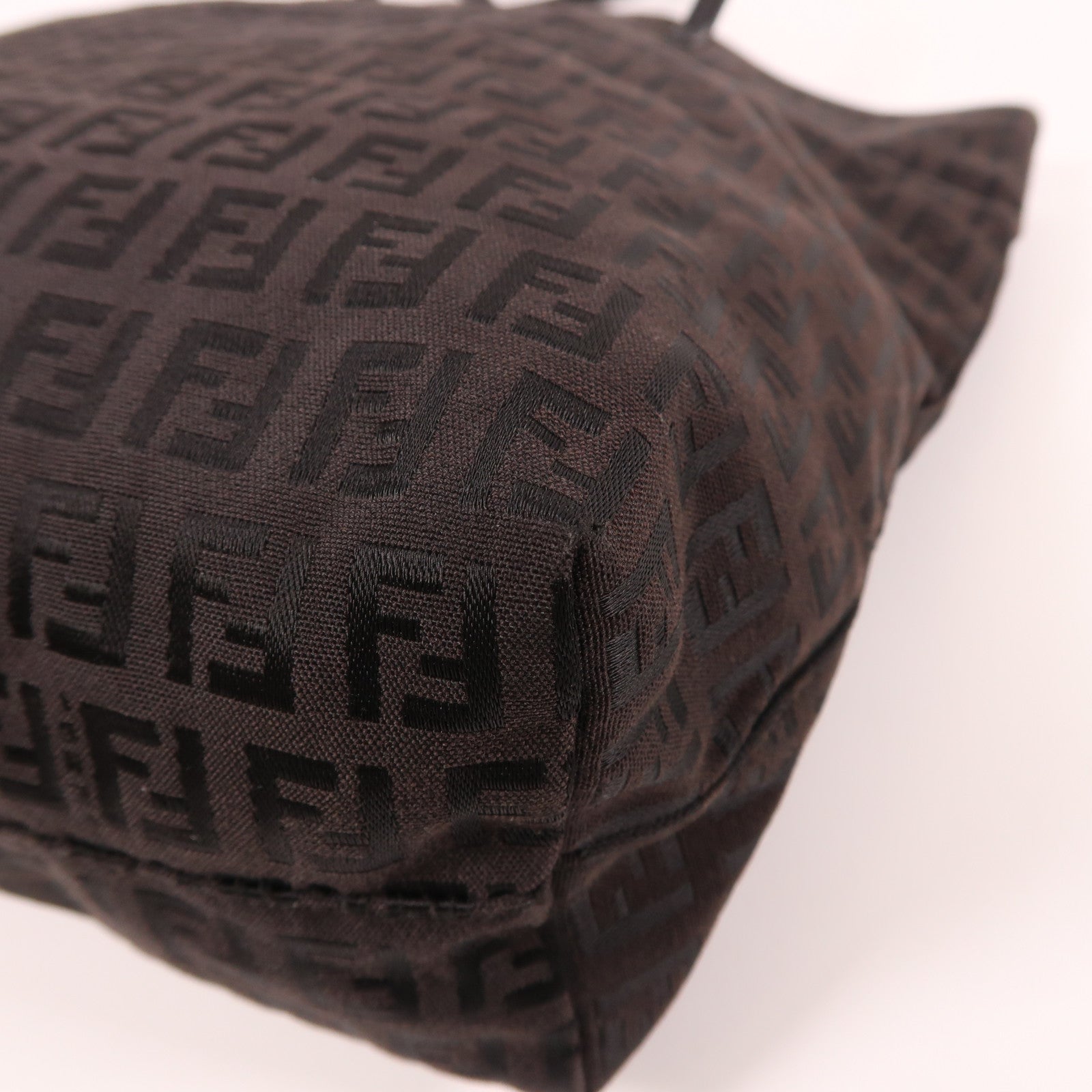 FENDI 帆布Shoulder Bag銀扣肩背袋啡色