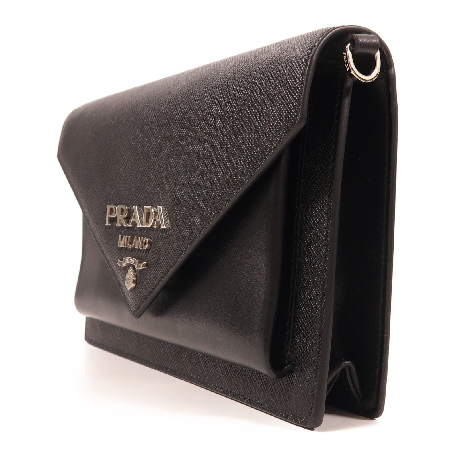 PRADA SHW Shoulder Bag Leather Black