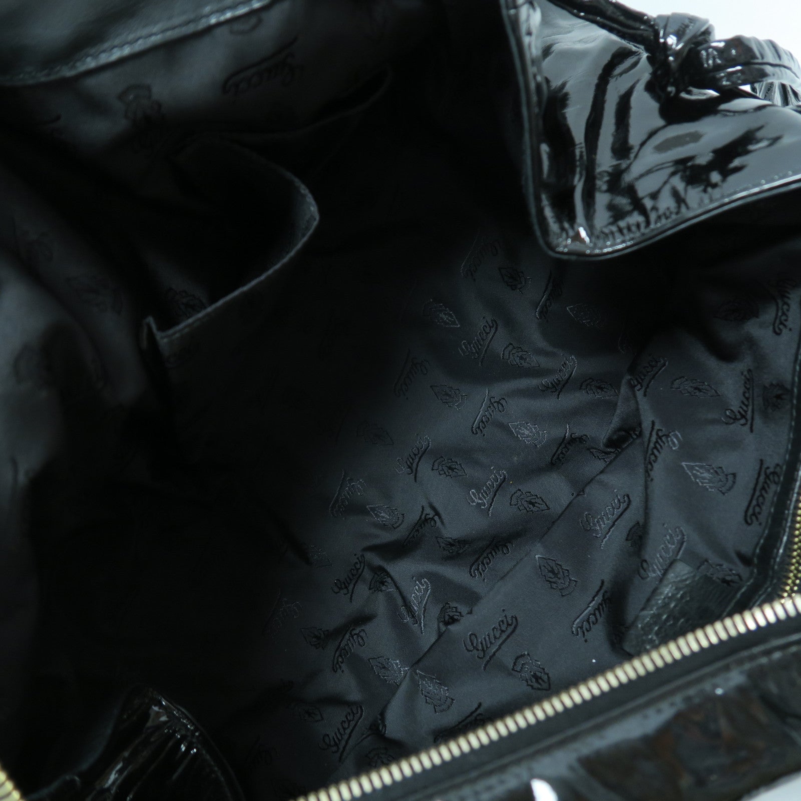GUCCI 【激減優惠】漆皮皮革Hysteria Handbag金扣手挽袋黑色